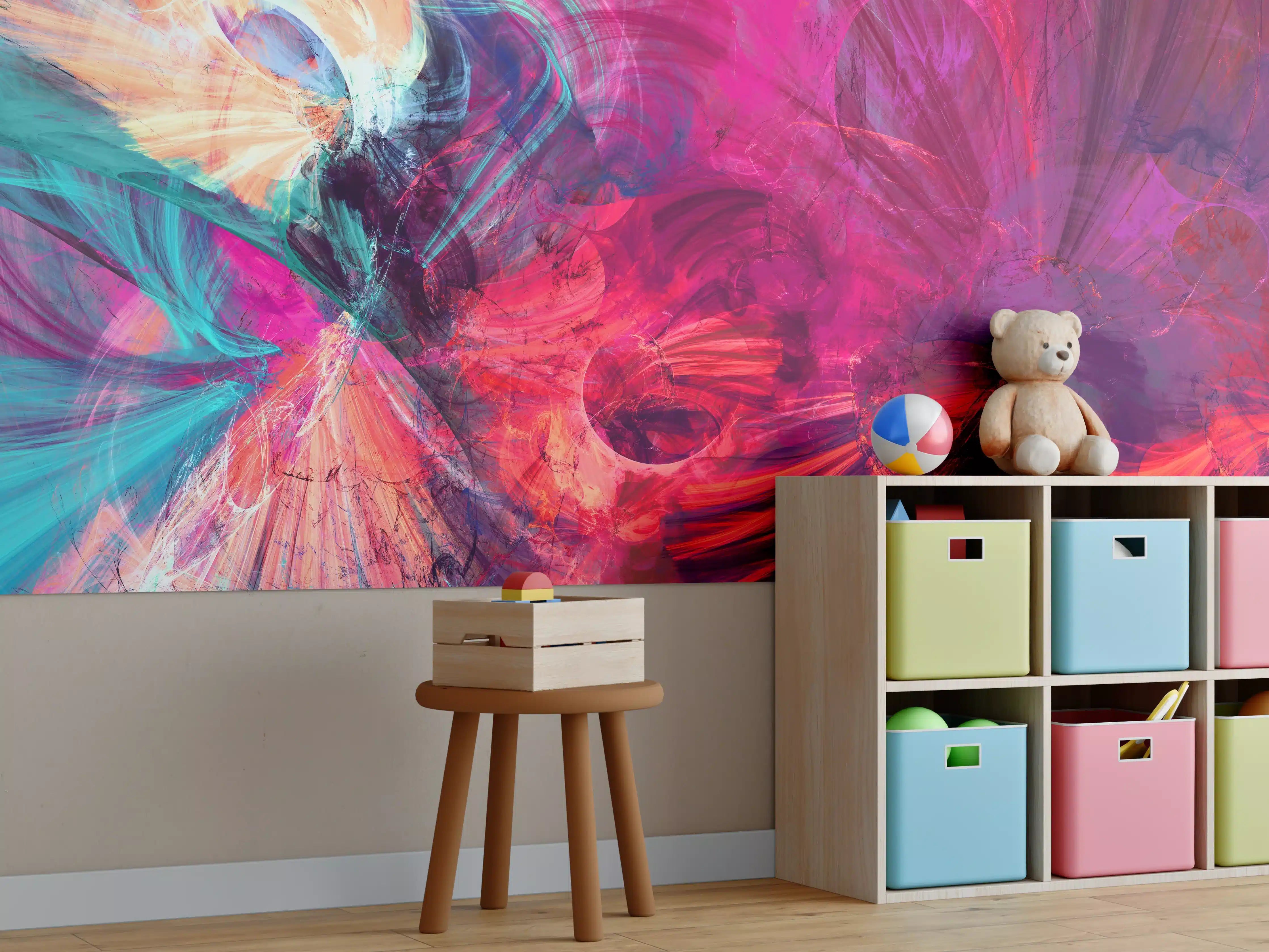 Kinderzimmer Wandgestaltung - Bunte abstrakte Leinwandkunst