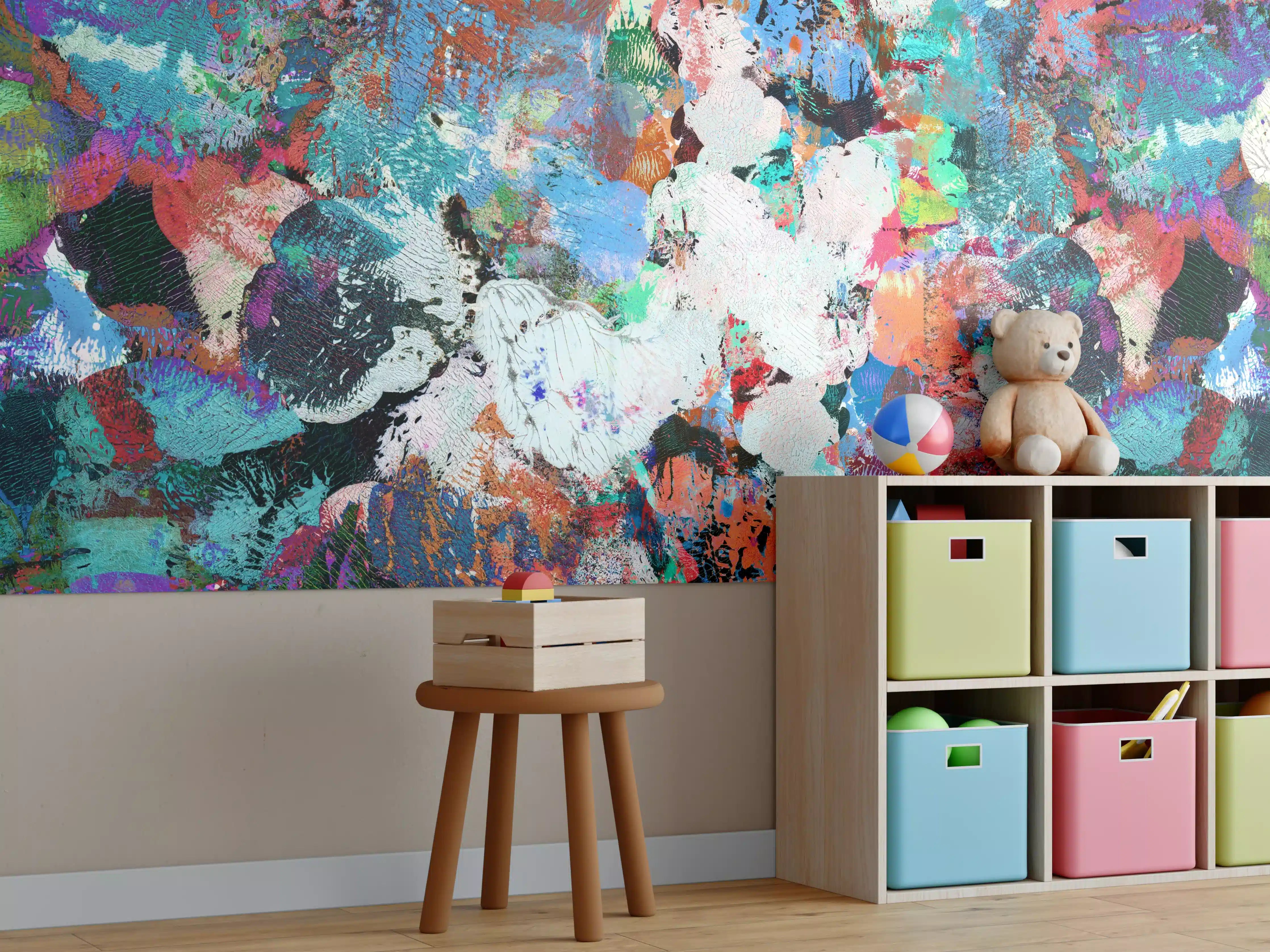 Kinderzimmer Wandgestaltung - Bunte lebendige Kunst