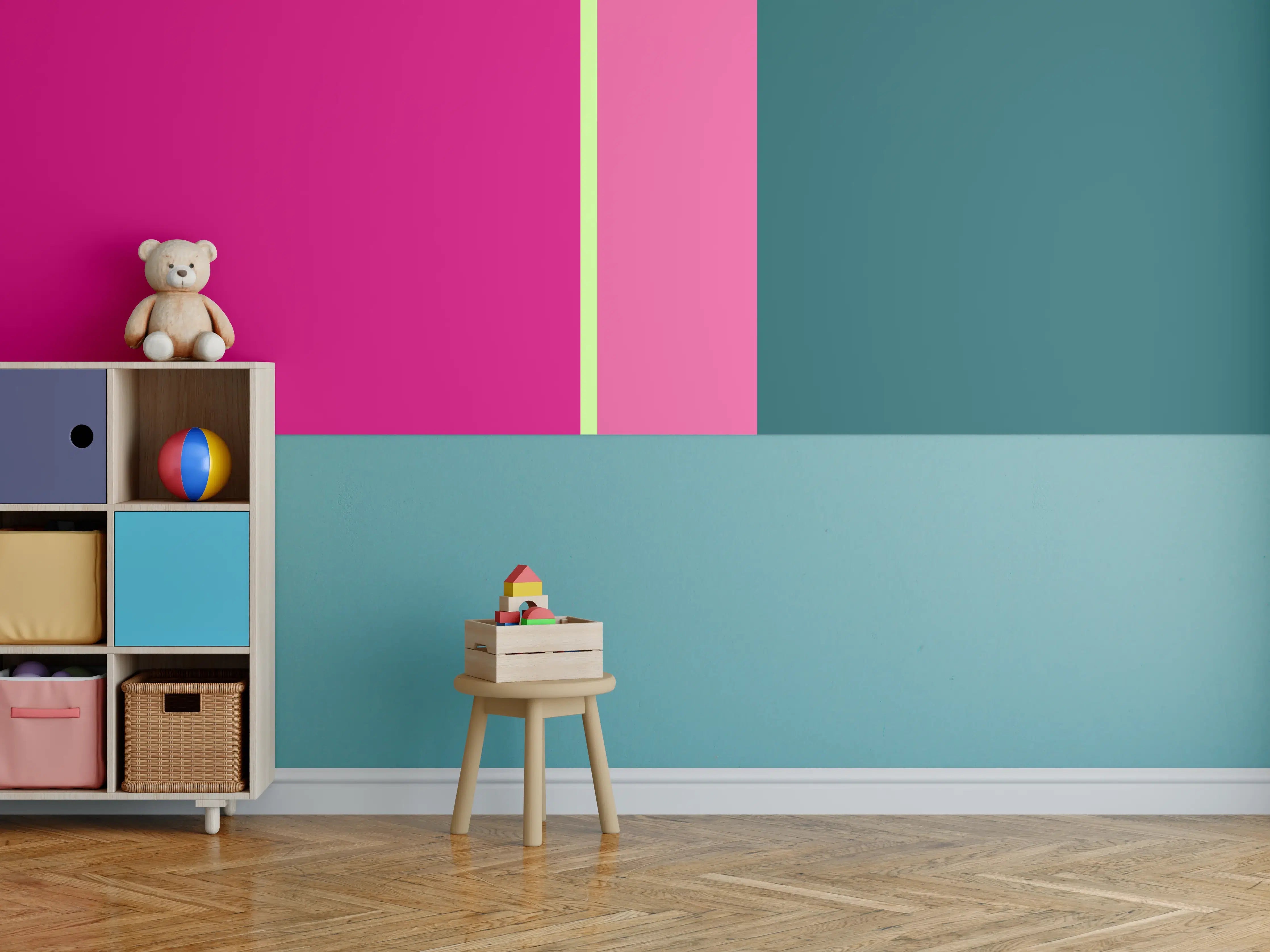 Kinderzimmer Wandgestaltung - Bunte moderne Farbkomposition