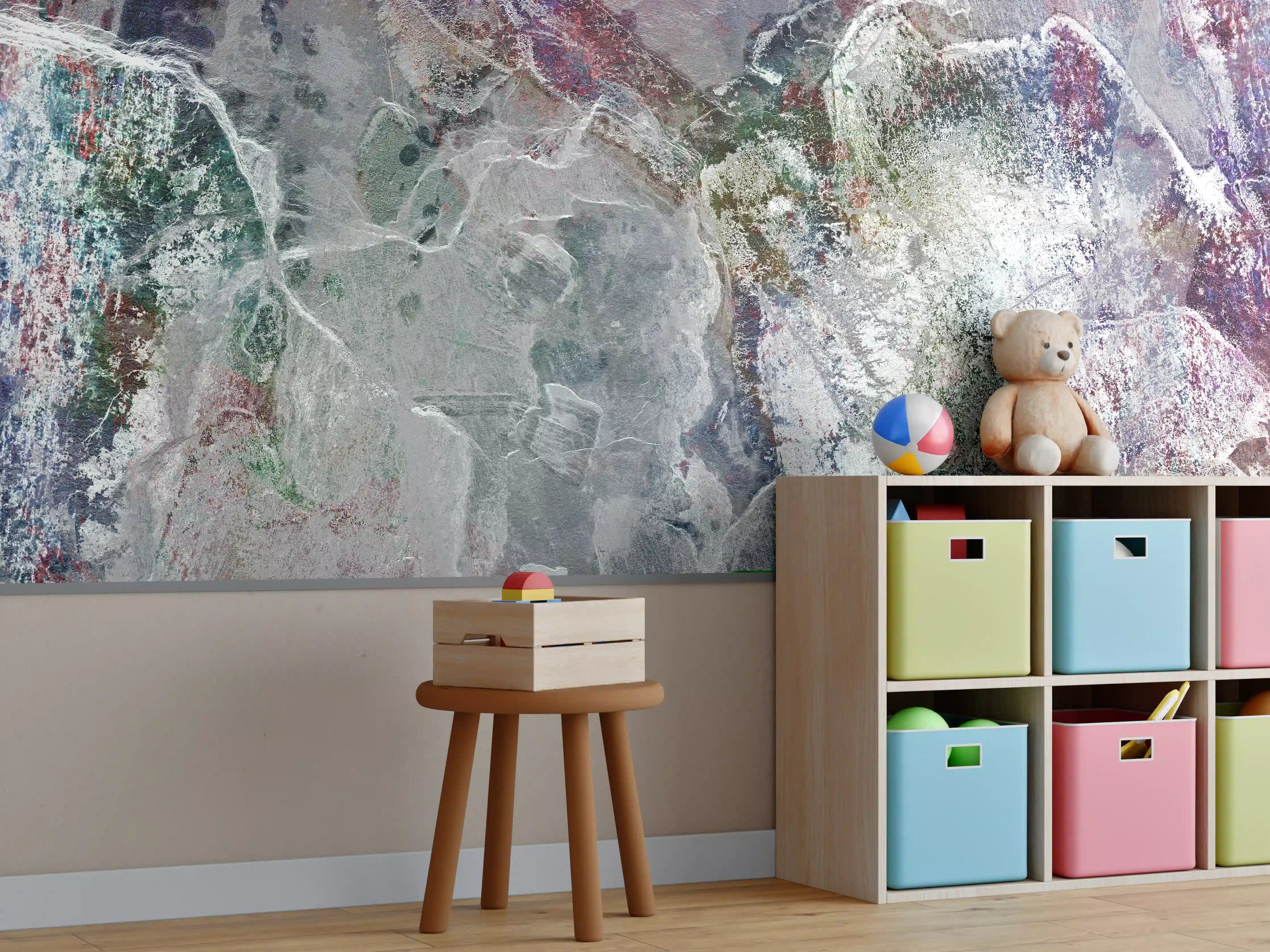 Kinderzimmer Wandgestaltung - Bunte natürliche Marmortextur