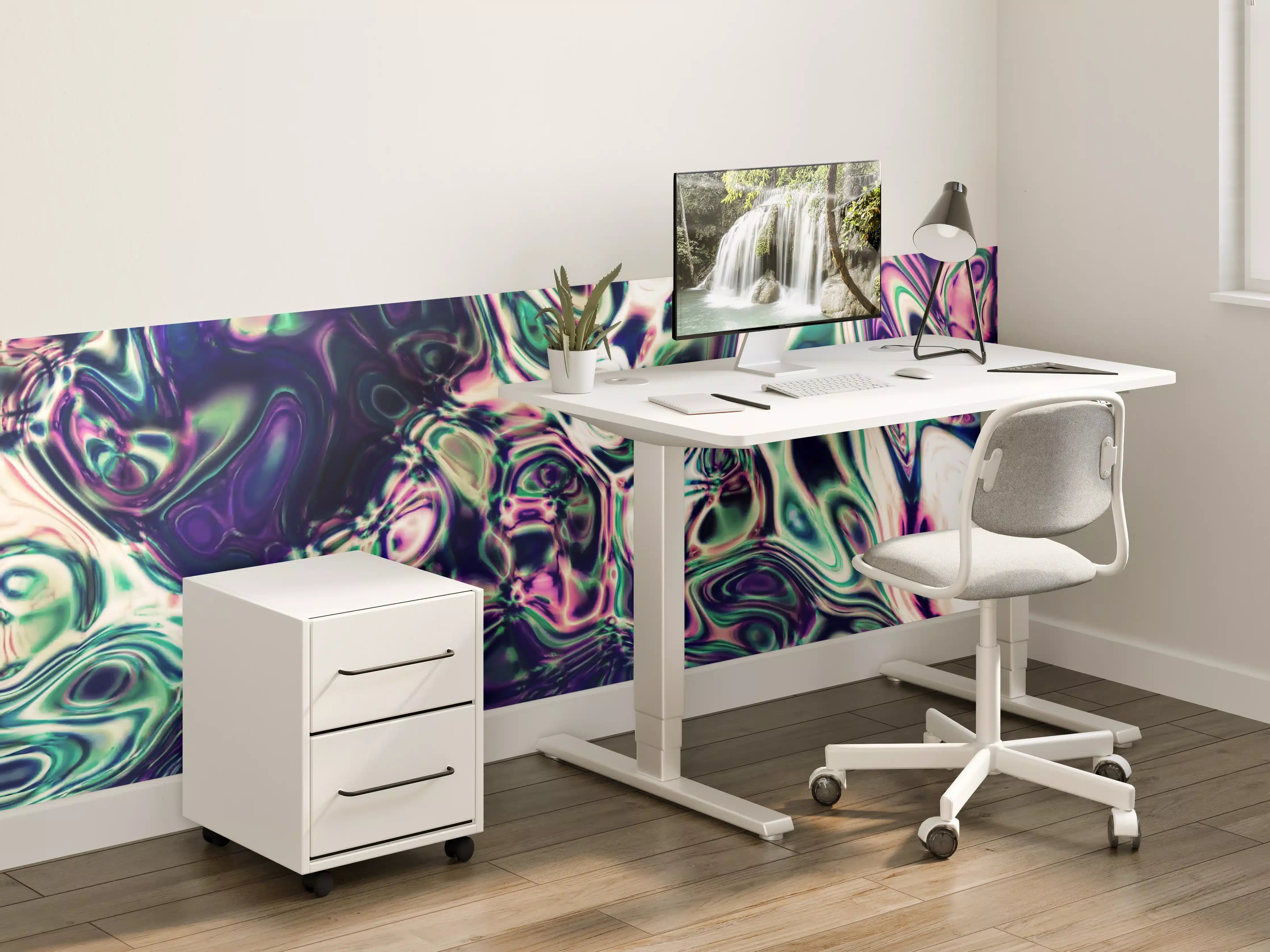 Kinderzimmer Wandgestaltung - Bunte, abstrakte Digitalkunst mit fließenden Mustern