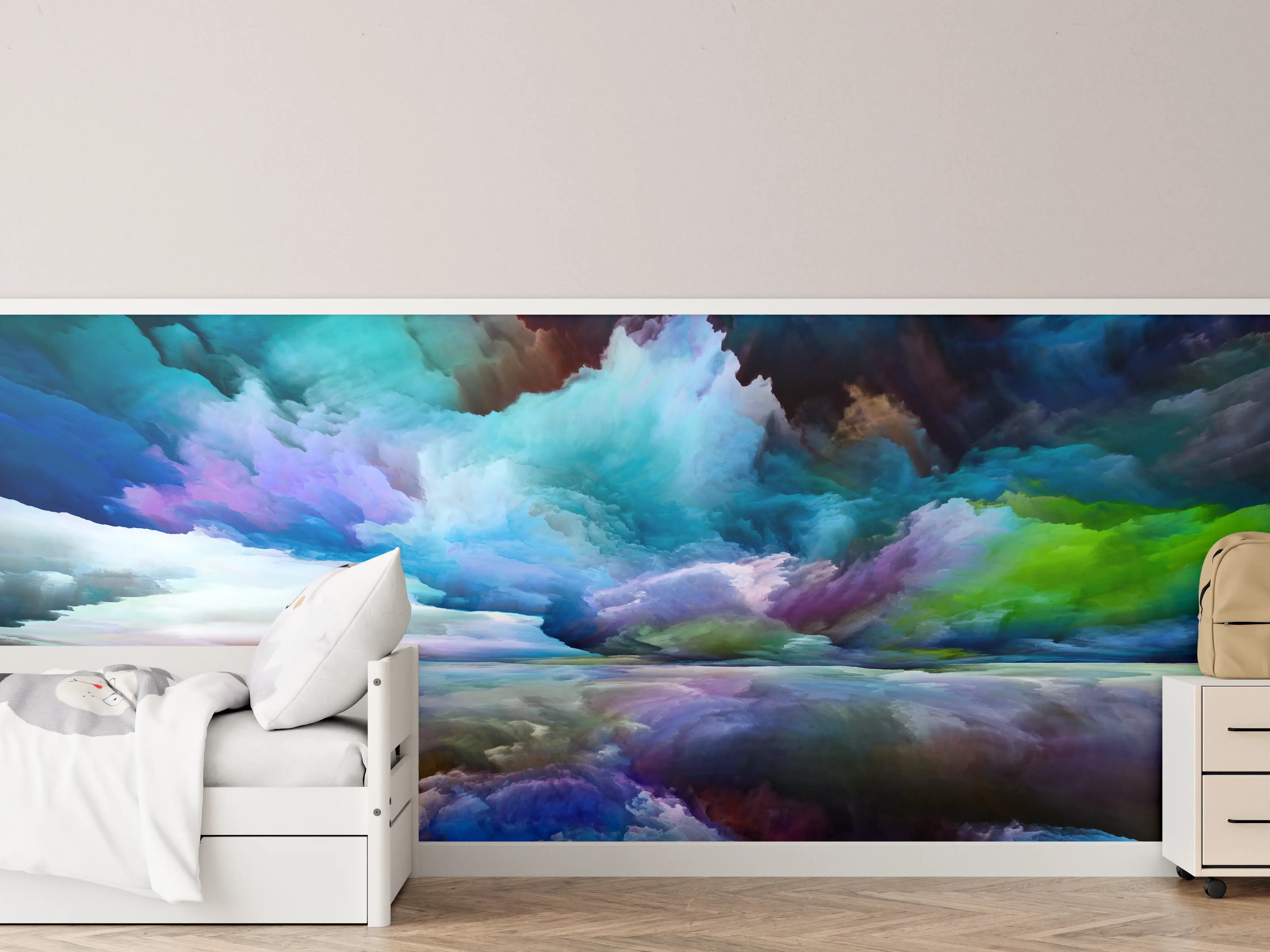 Kinderzimmer Wandgestaltung - Bunter Fantasy Himmel