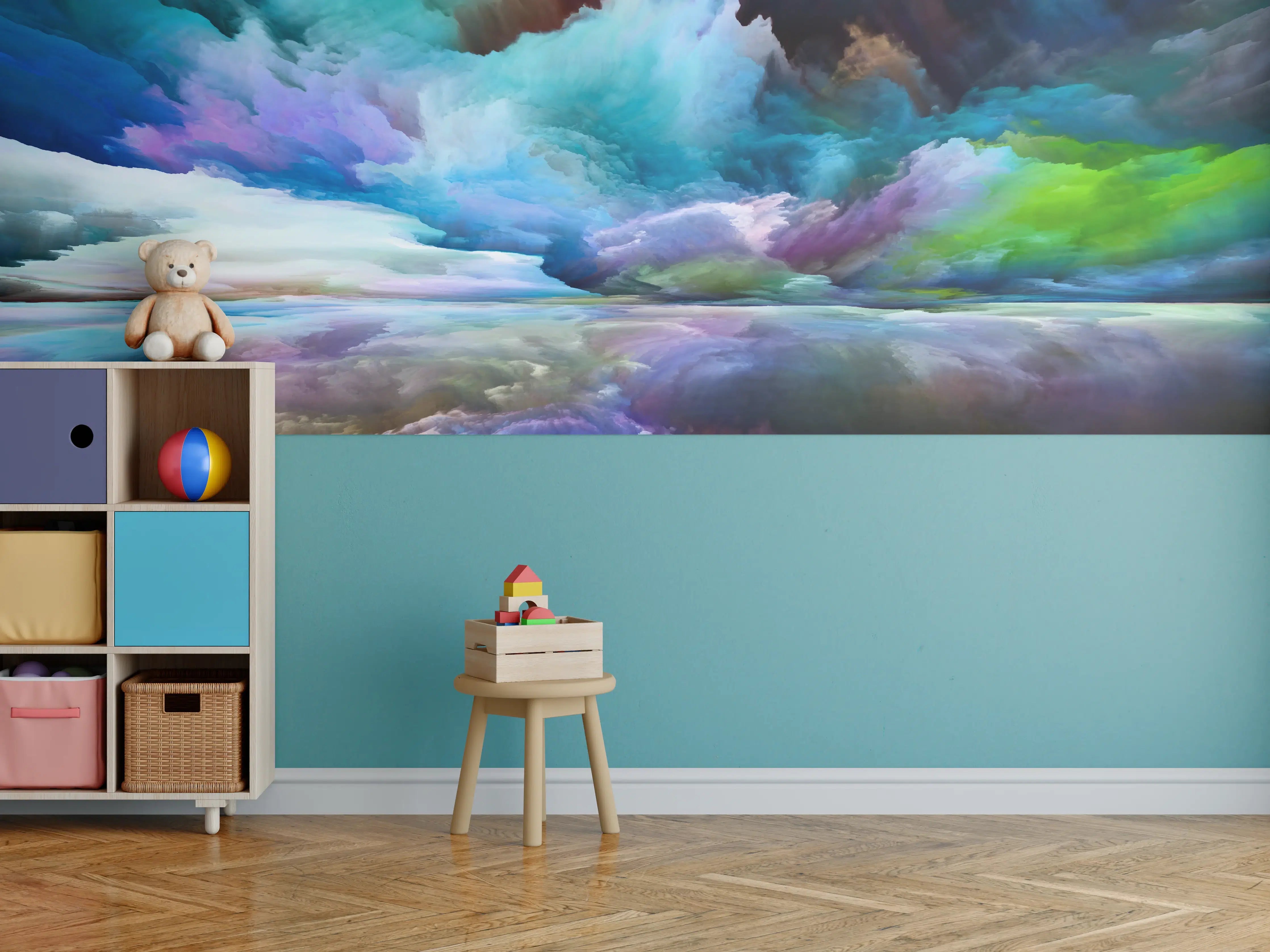 Kinderzimmer Wandgestaltung - Bunter Fantasy Himmel