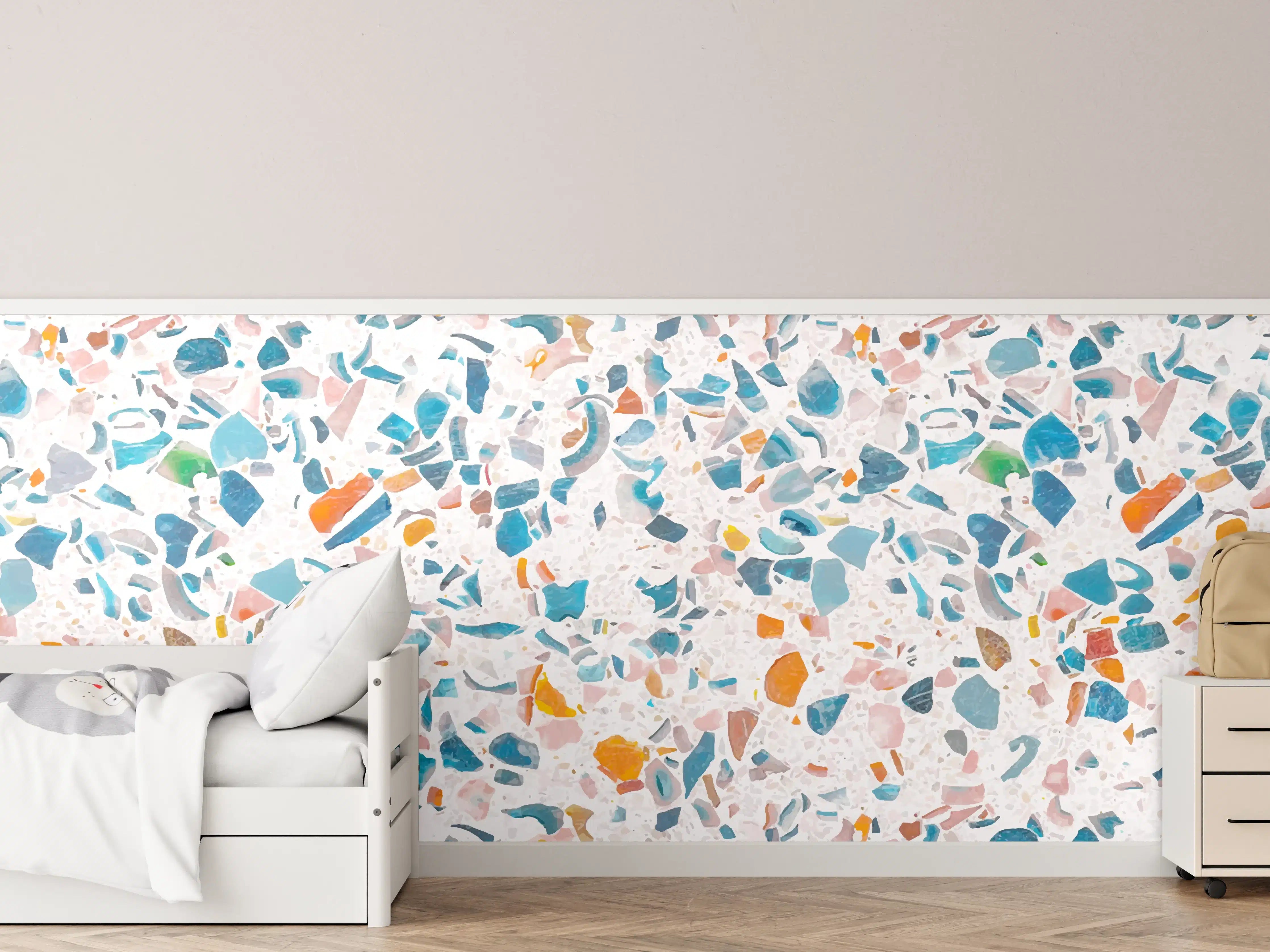 Kinderzimmer Wandgestaltung - Bunter Terrazzo Designbelag