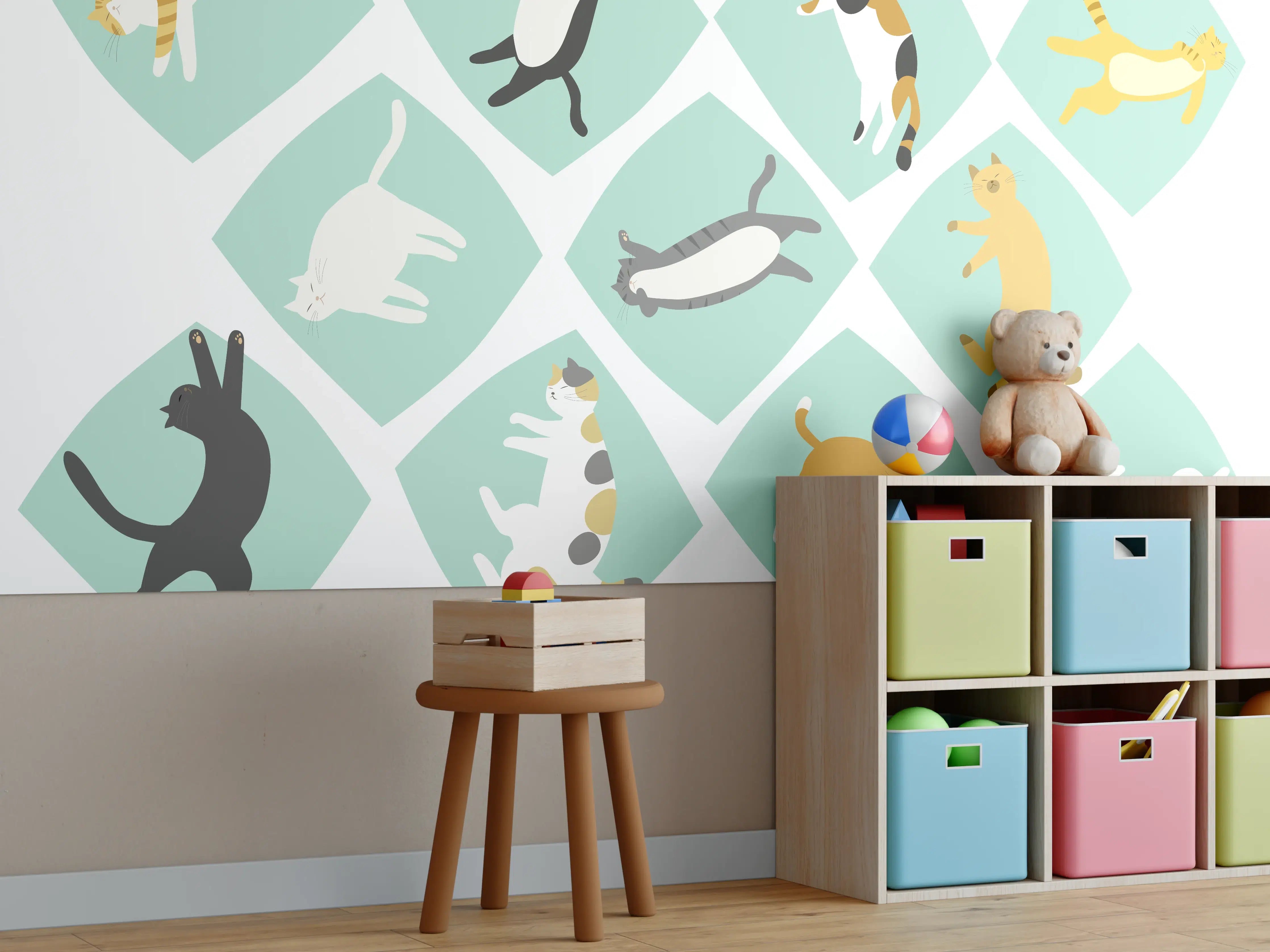 Kinderzimmer Wandgestaltung - Bunter Tiermotive Druck