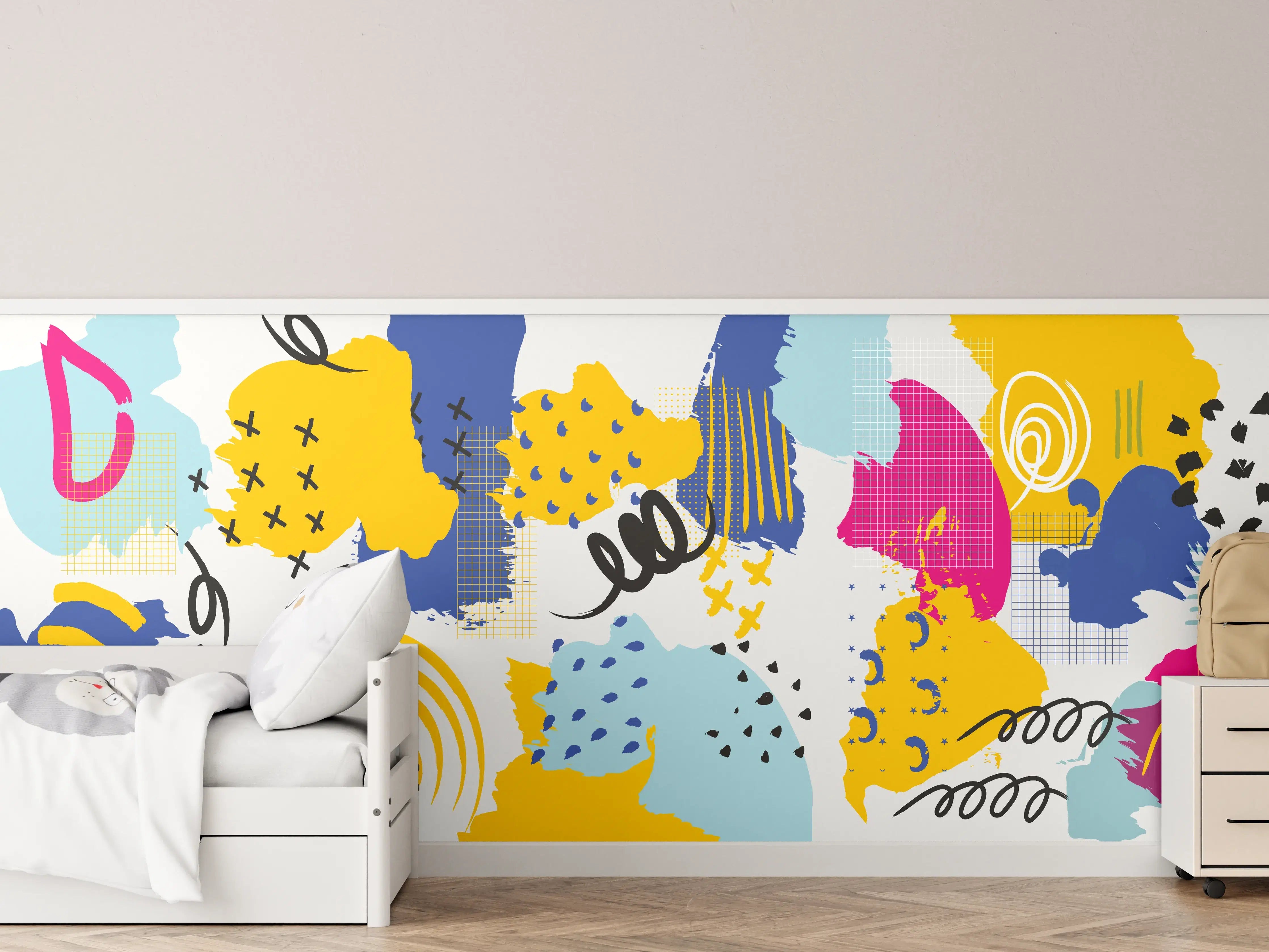 Kinderzimmer Wandgestaltung - Buntes Abstrakt-Muster Design