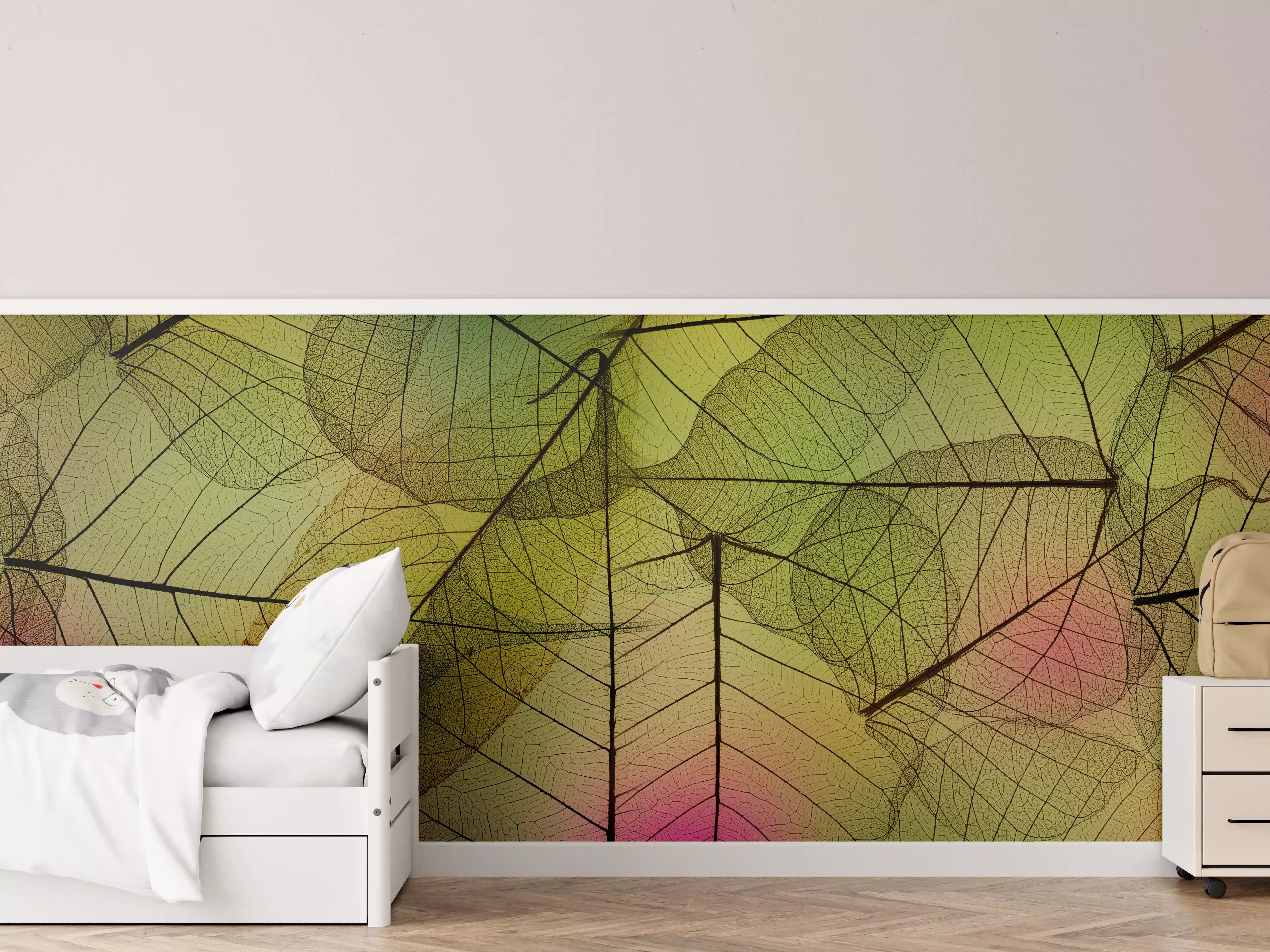 Kinderzimmer Wandgestaltung - Buntes Blattadern Makrofoto