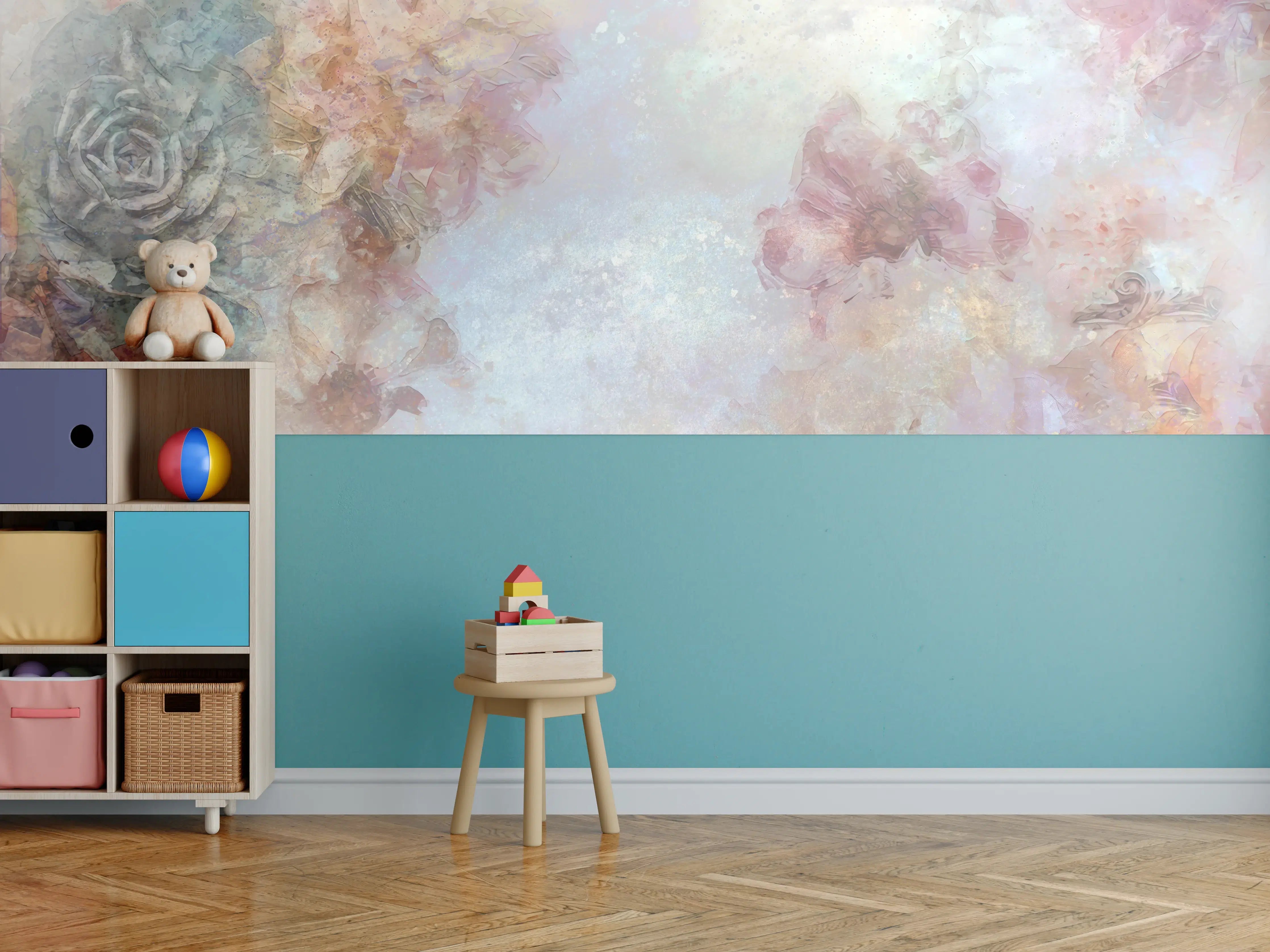 Kinderzimmer Wandgestaltung - Buntes Blumen Portrait