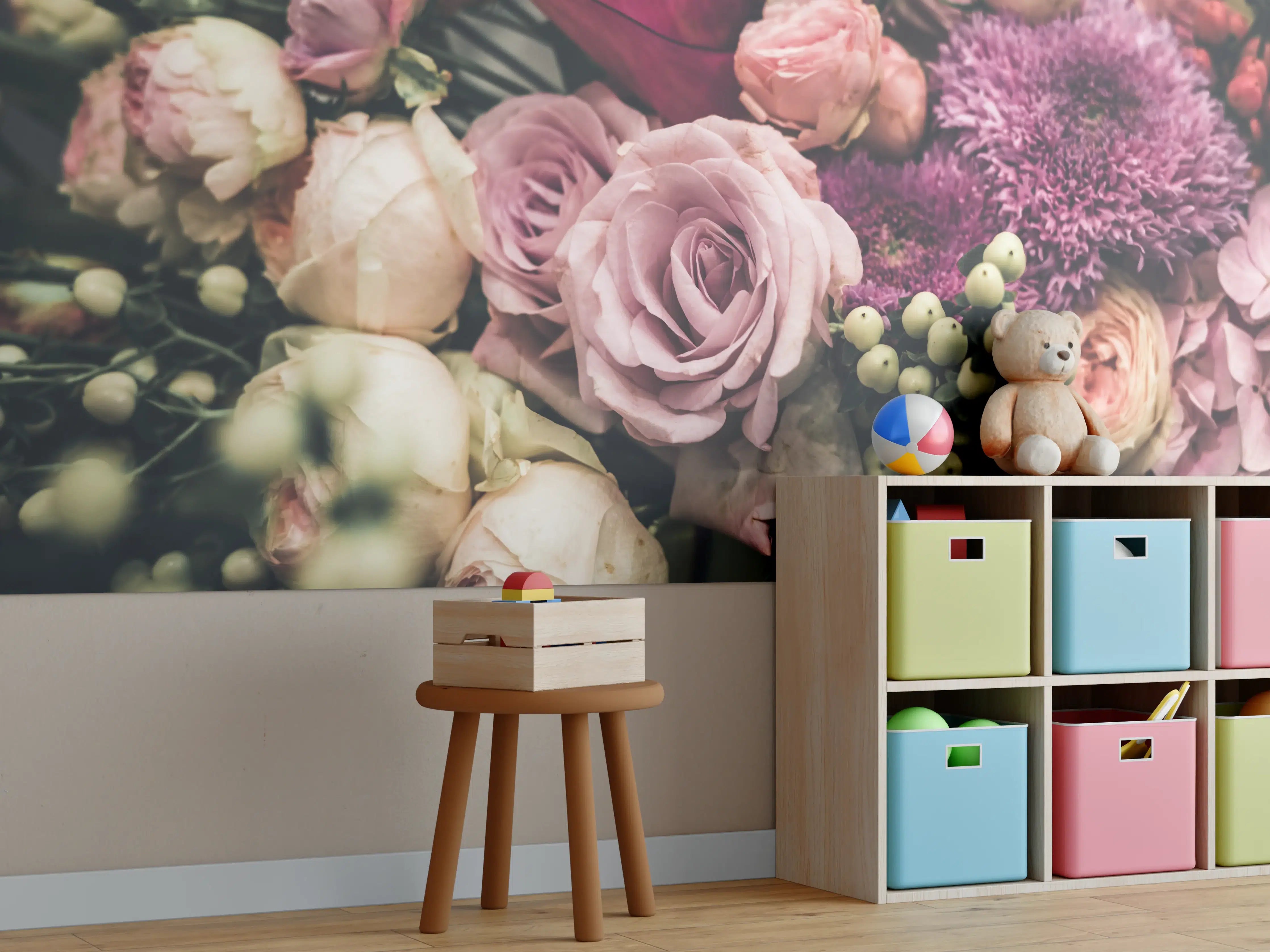 Kinderzimmer Wandgestaltung - Buntes Blumenbouquet
