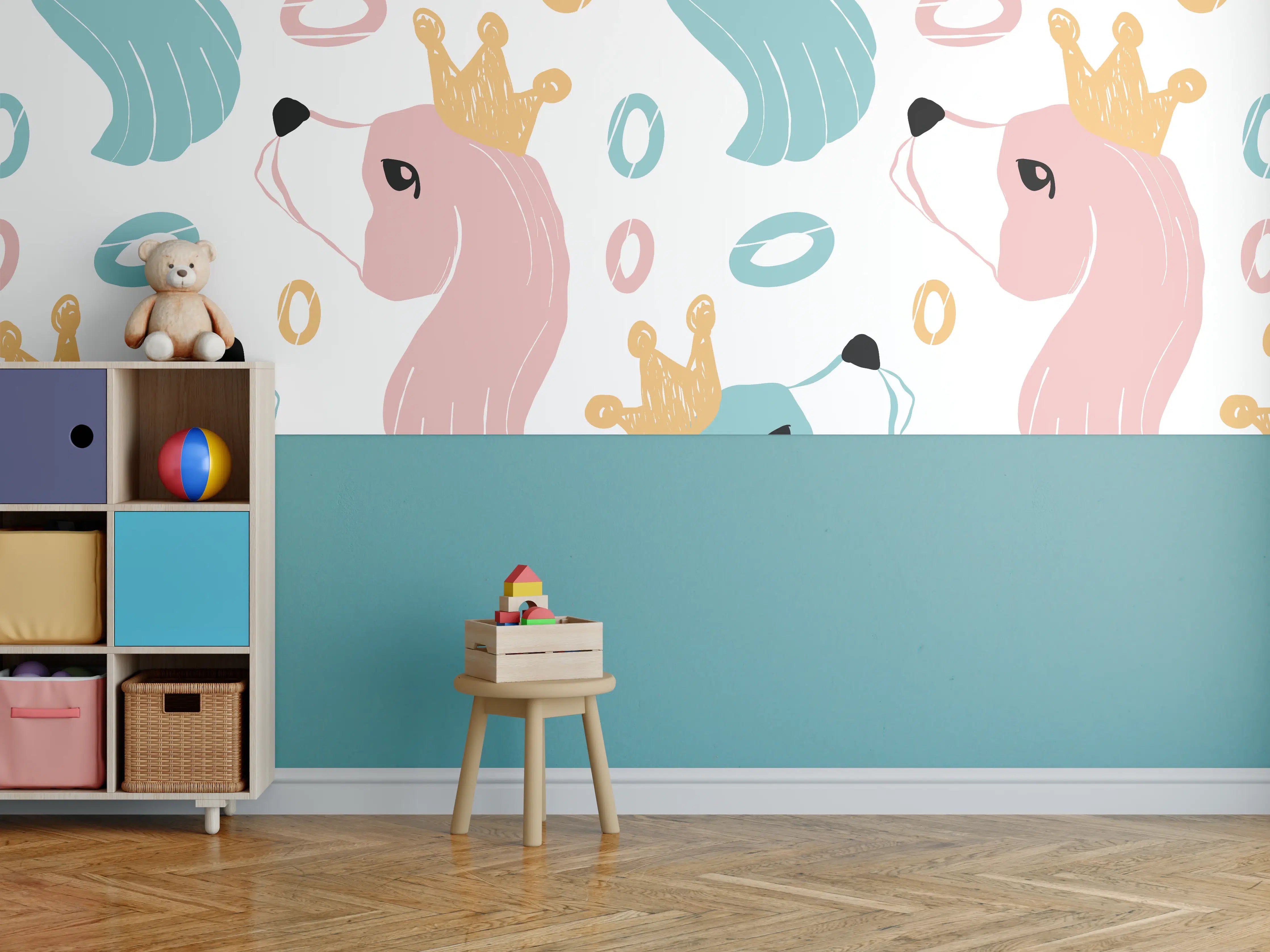 Kinderzimmer Wandgestaltung - Buntes Einhorn-Muster