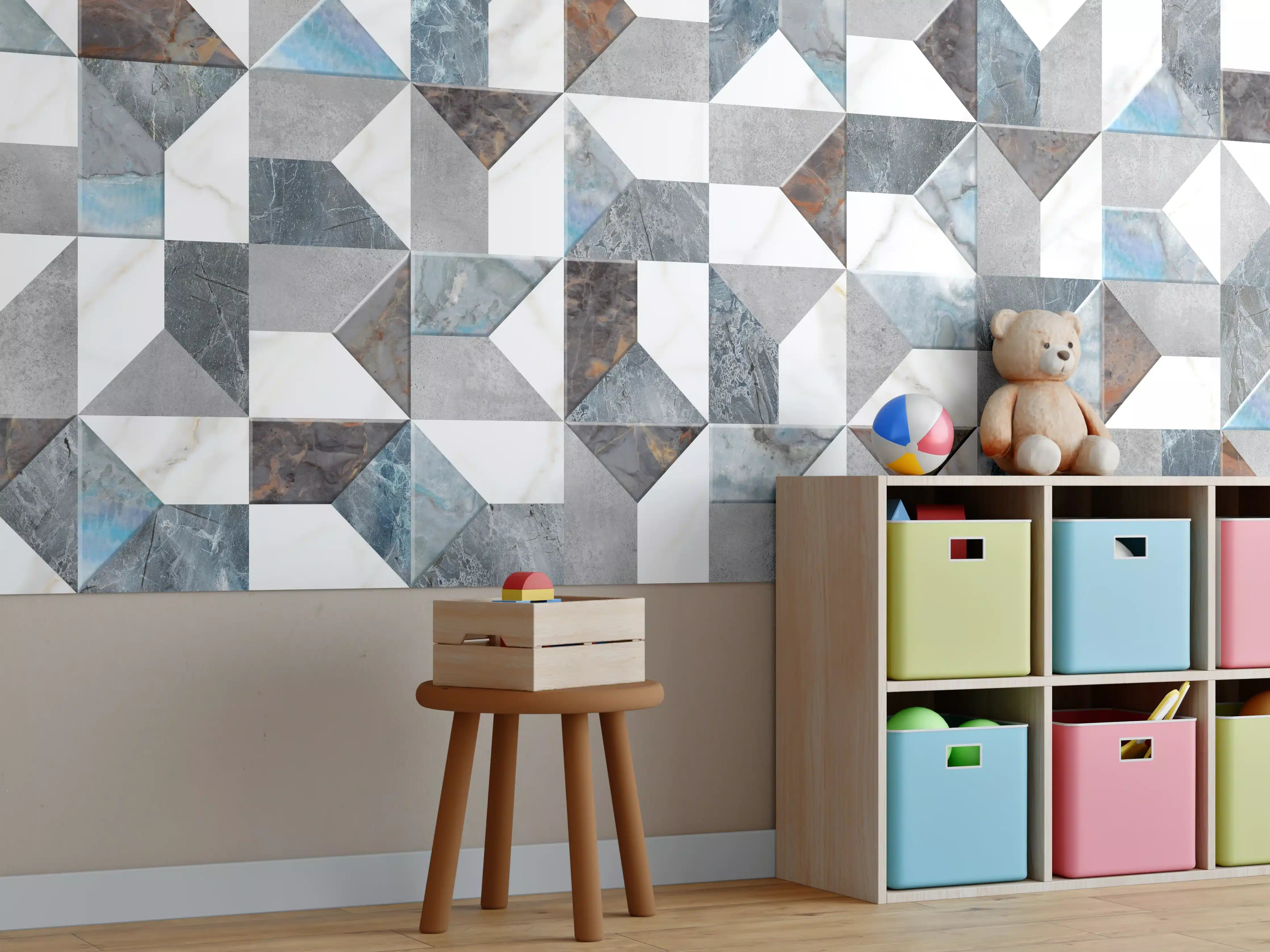 Kinderzimmer Wandgestaltung - Buntes Fliesenmuster