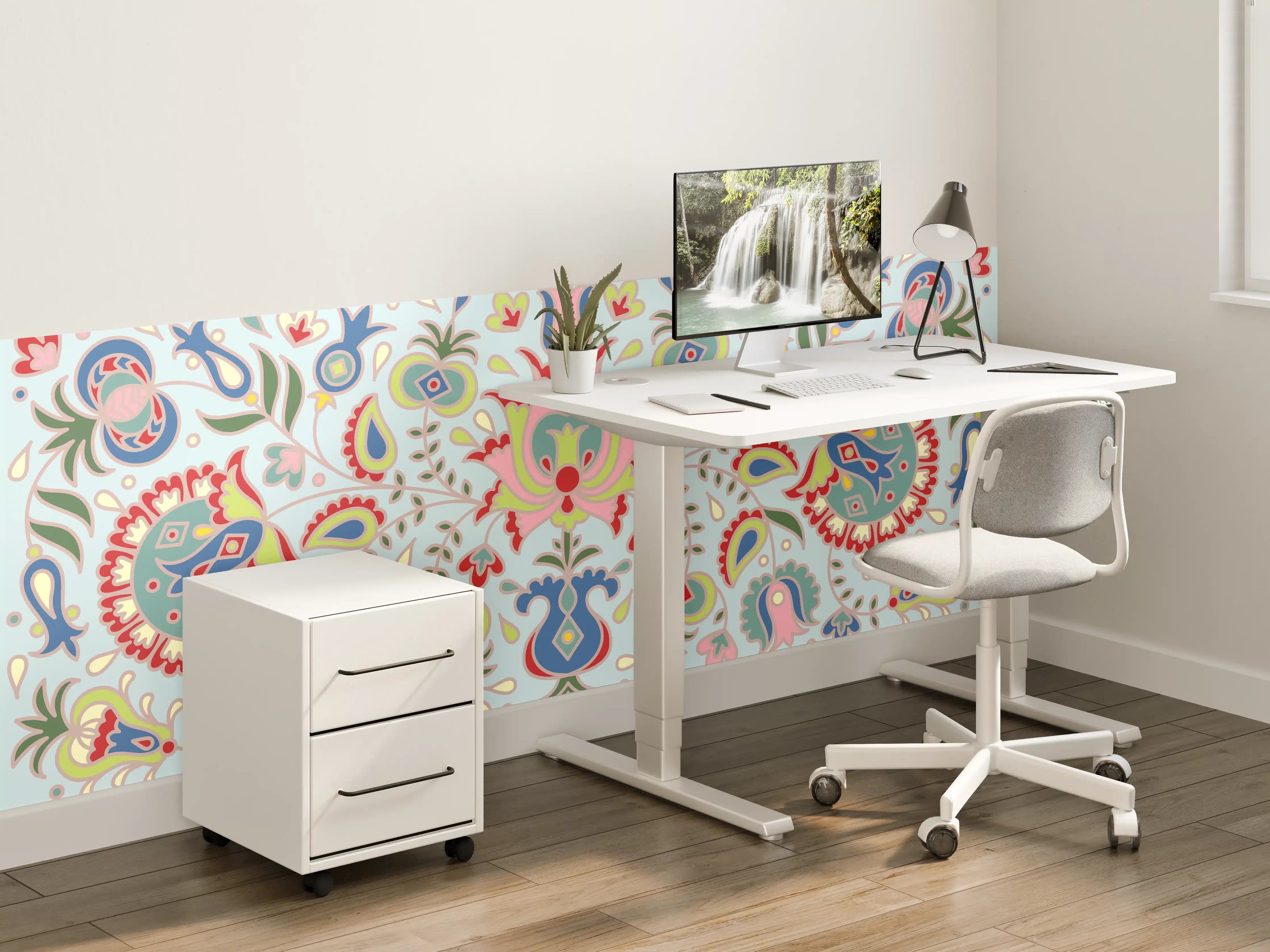 Kinderzimmer Wandgestaltung - Buntes Floral-Print-Muster