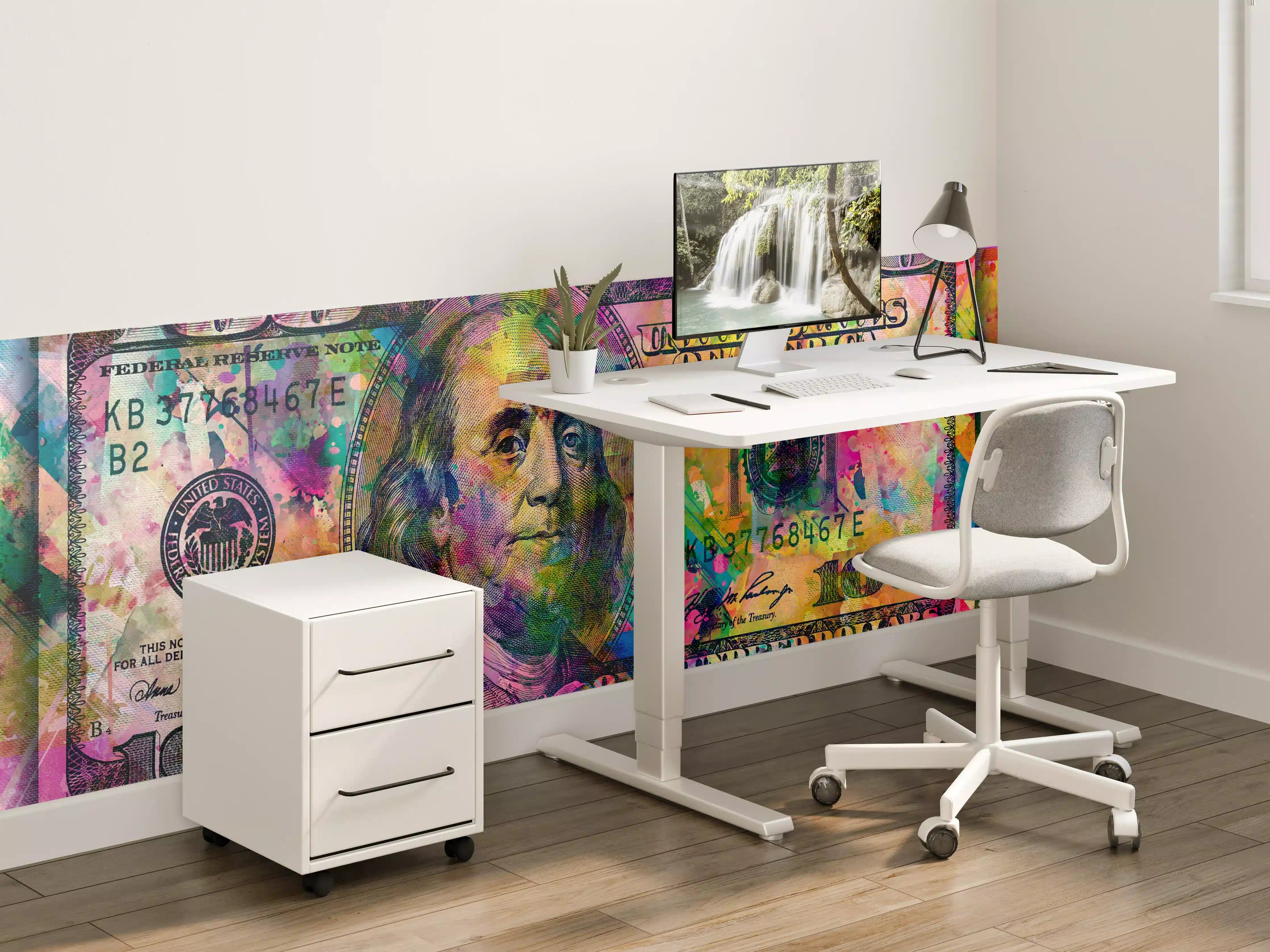 Kinderzimmer Wandgestaltung - Buntes Geld-Kunstwerk-Leinwandbild