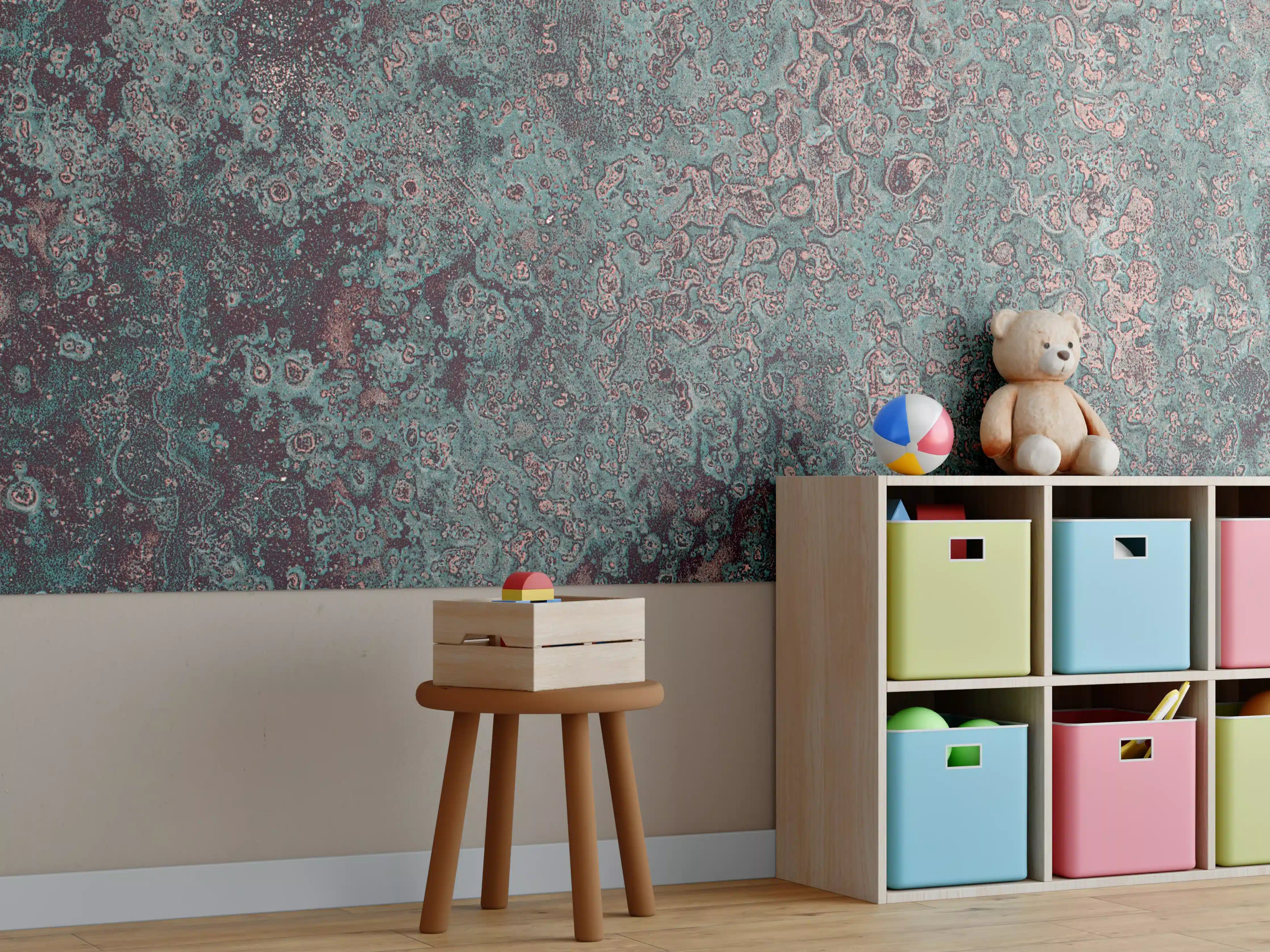 Kinderzimmer Wandgestaltung - Buntes Marmor-Textur Design