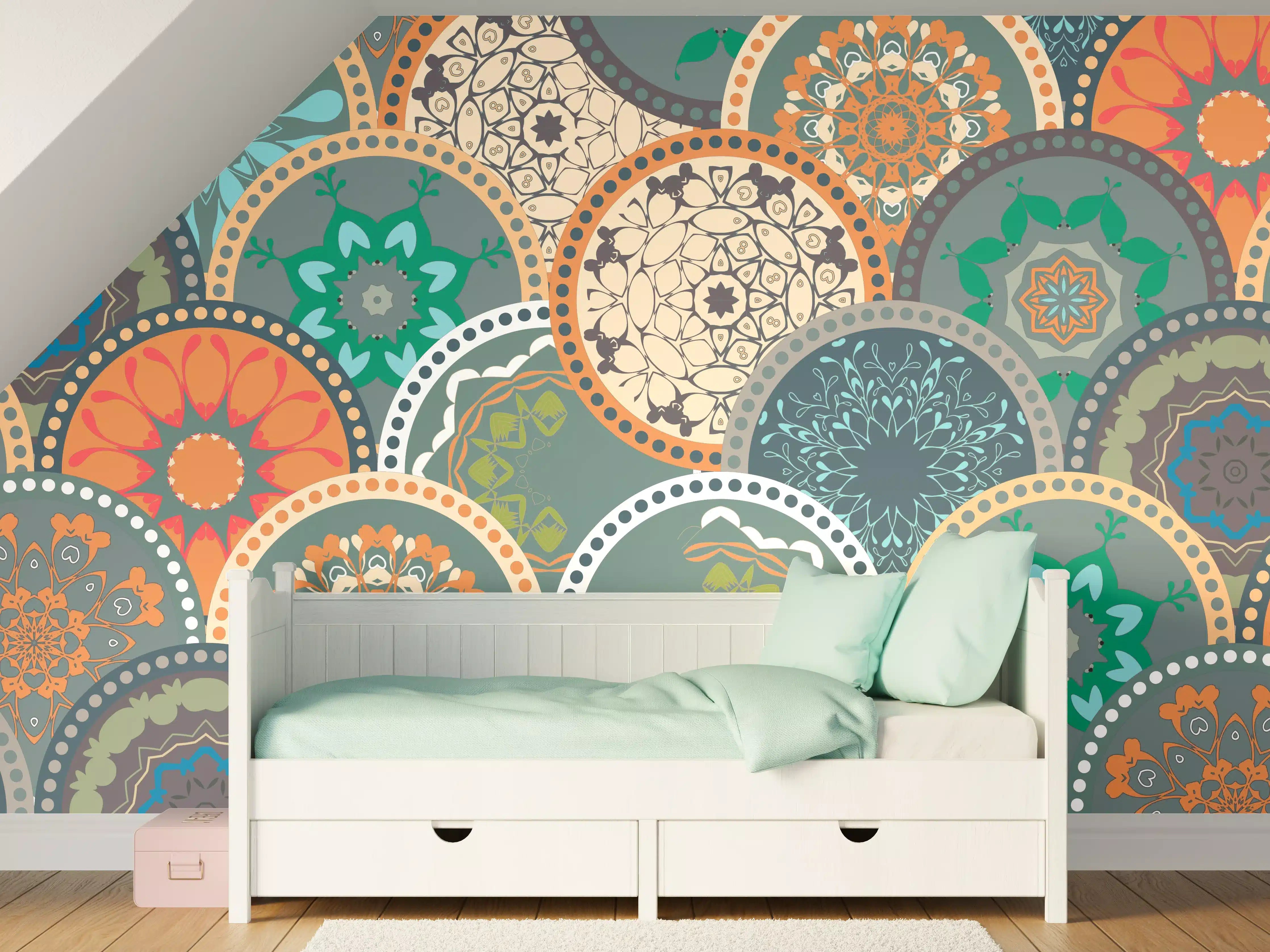 Kinderzimmer Wandgestaltung - Buntes Muster Mandala Design