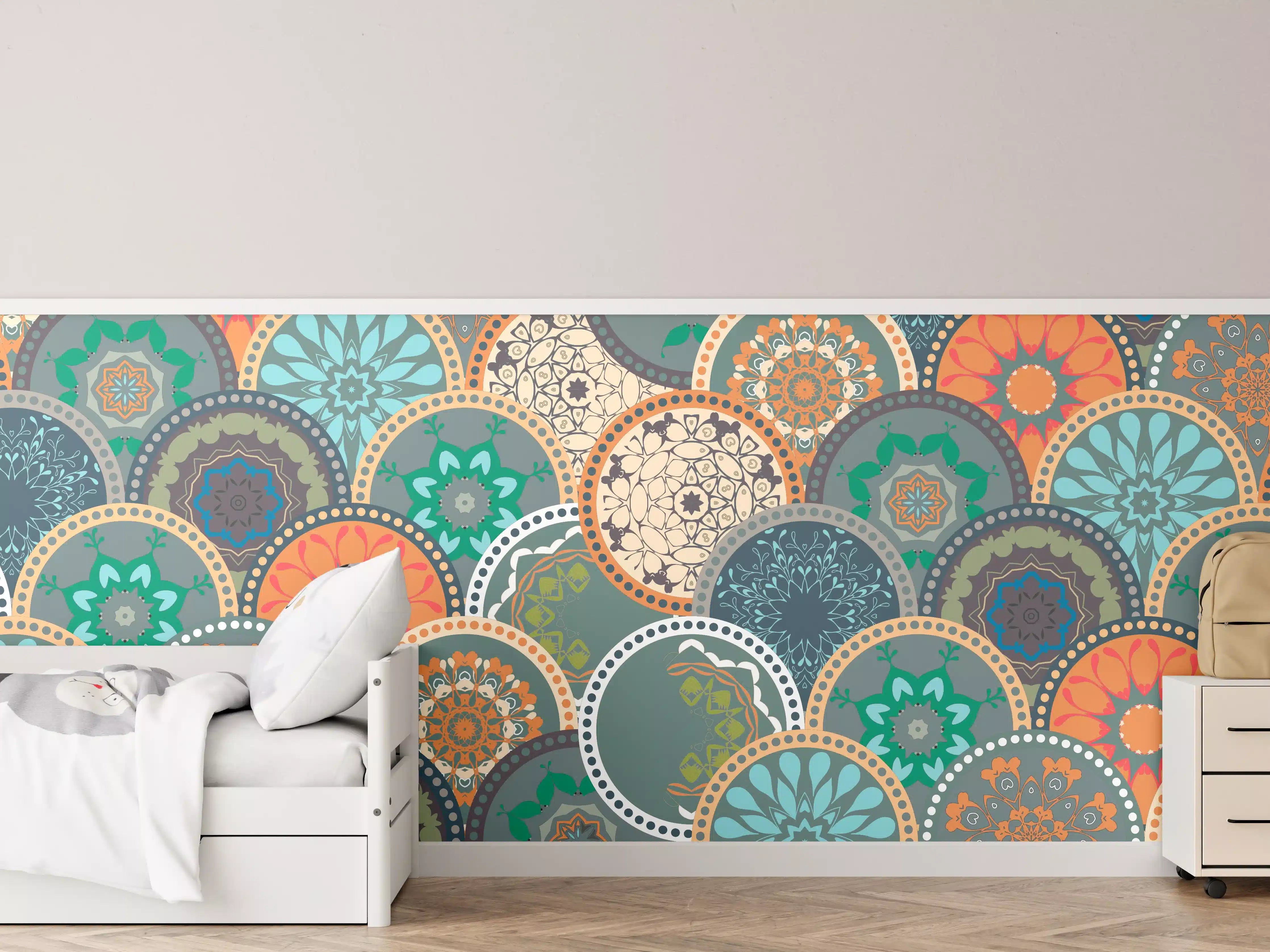 Kinderzimmer Wandgestaltung - Buntes Muster Mandala Design