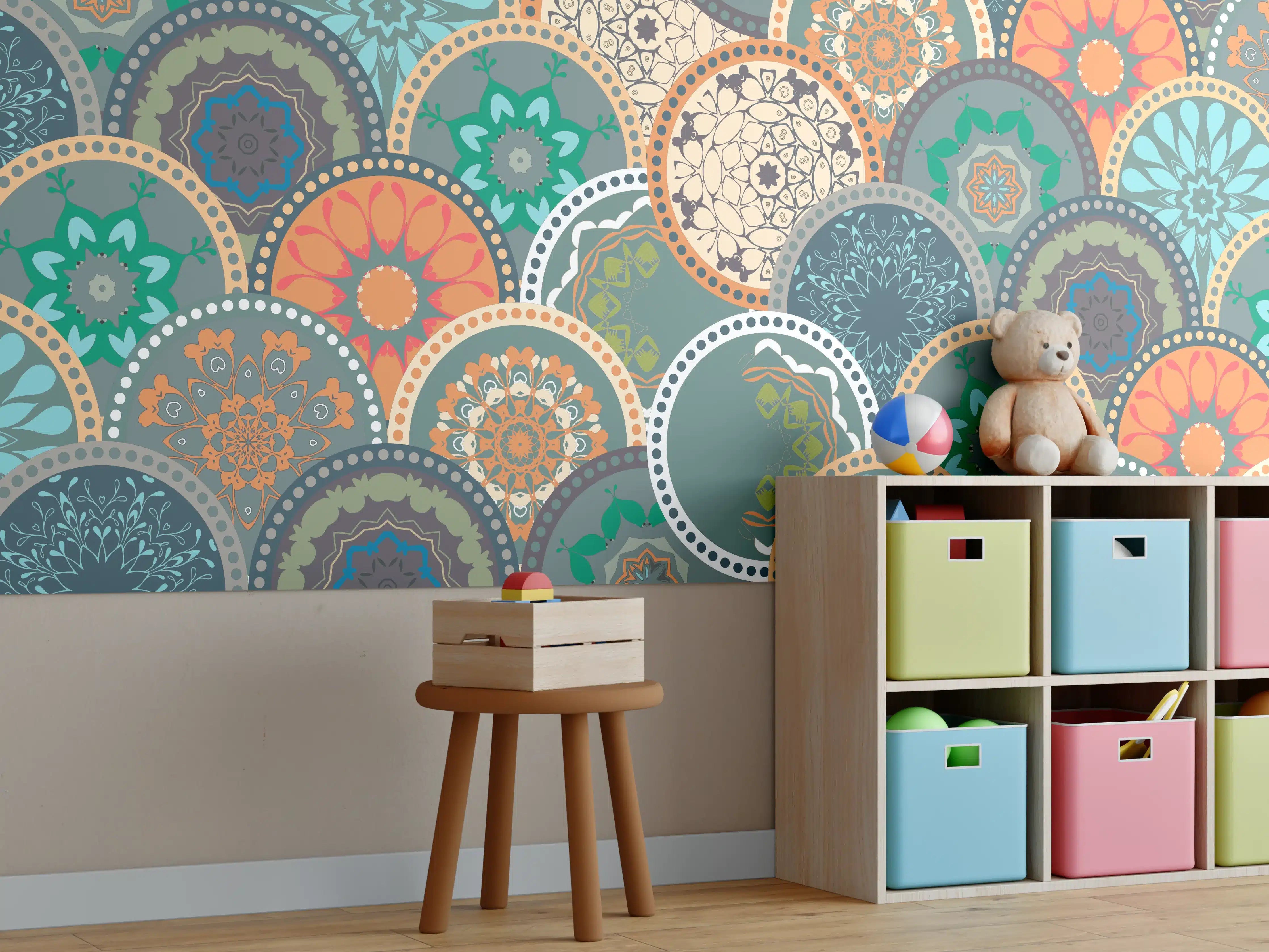Kinderzimmer Wandgestaltung - Buntes Muster Mandala Design