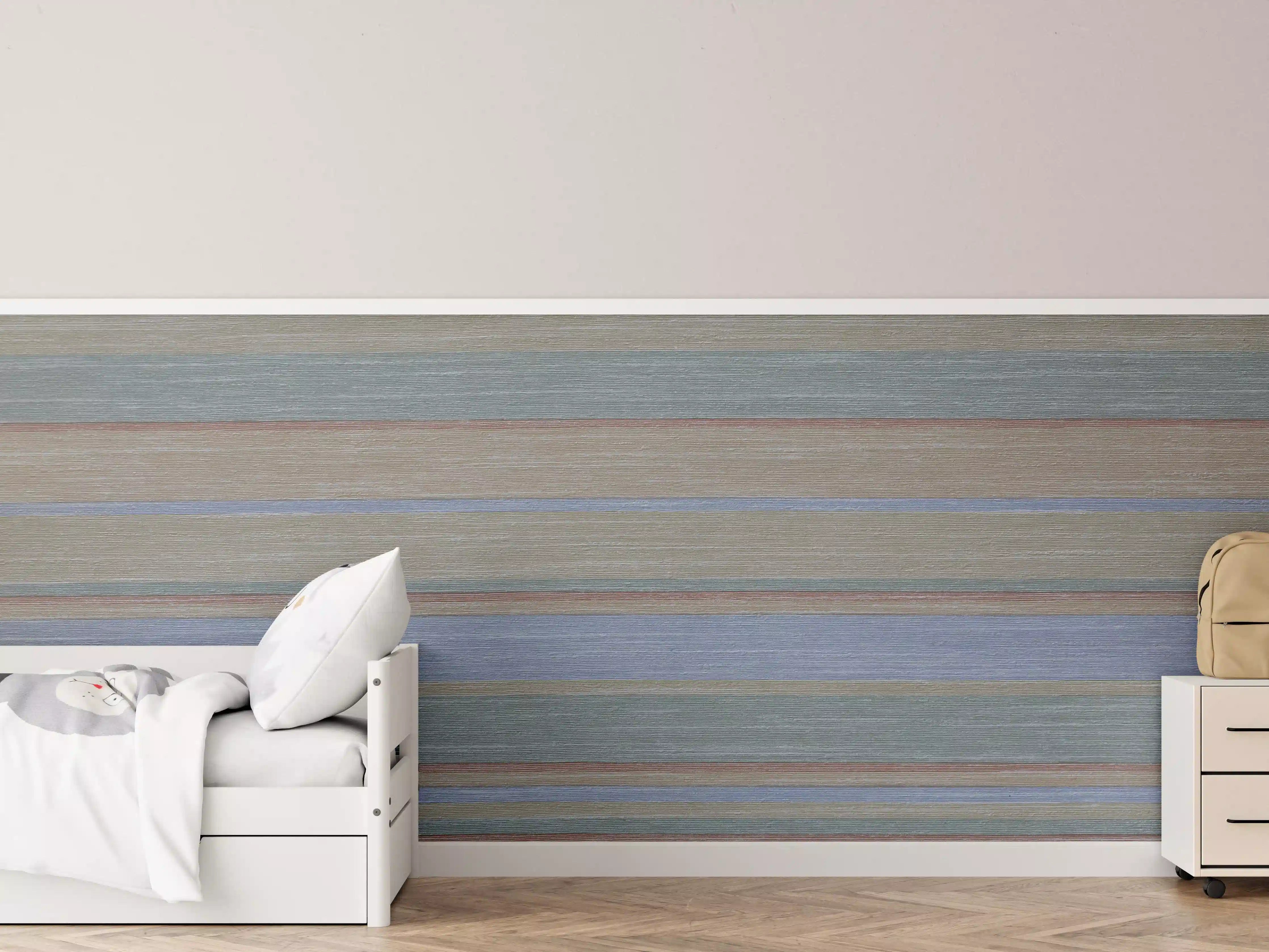 Kinderzimmer Wandgestaltung - Buntes Streifenmuster auf Grunge-Papier