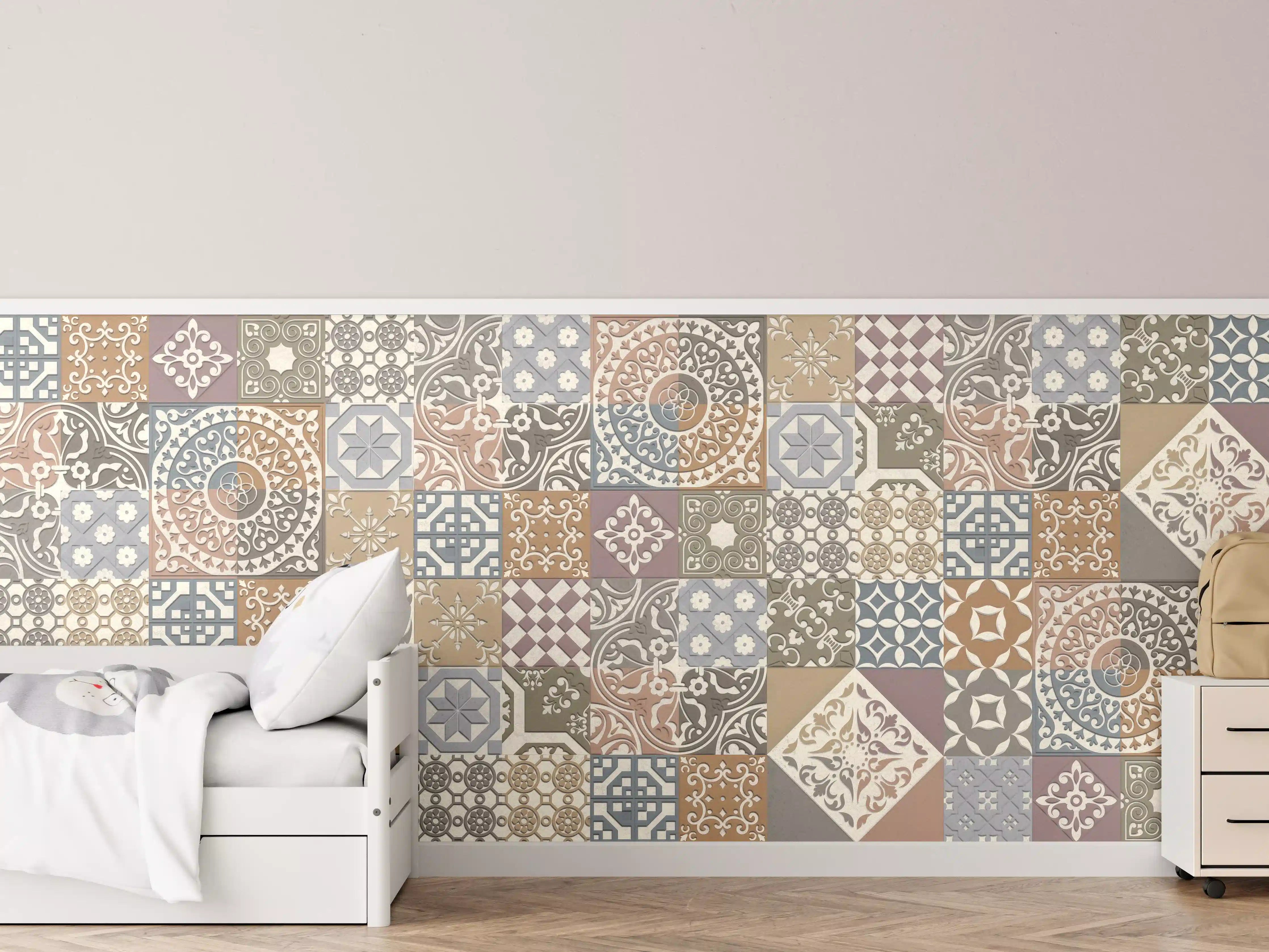 Kinderzimmer Wandgestaltung - Buntes portugiesisches Mosaik