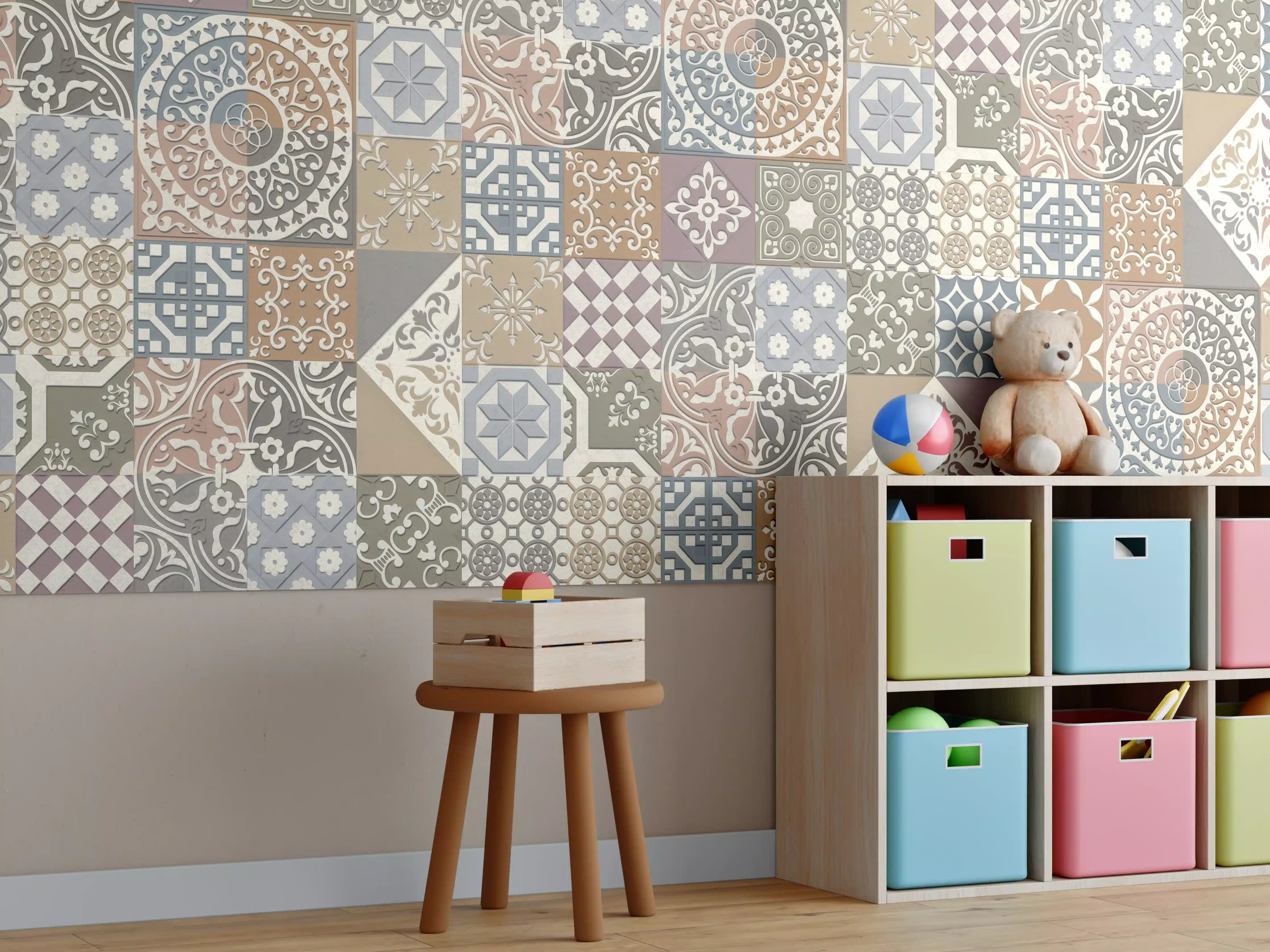 Kinderzimmer Wandgestaltung - Buntes portugiesisches Mosaik