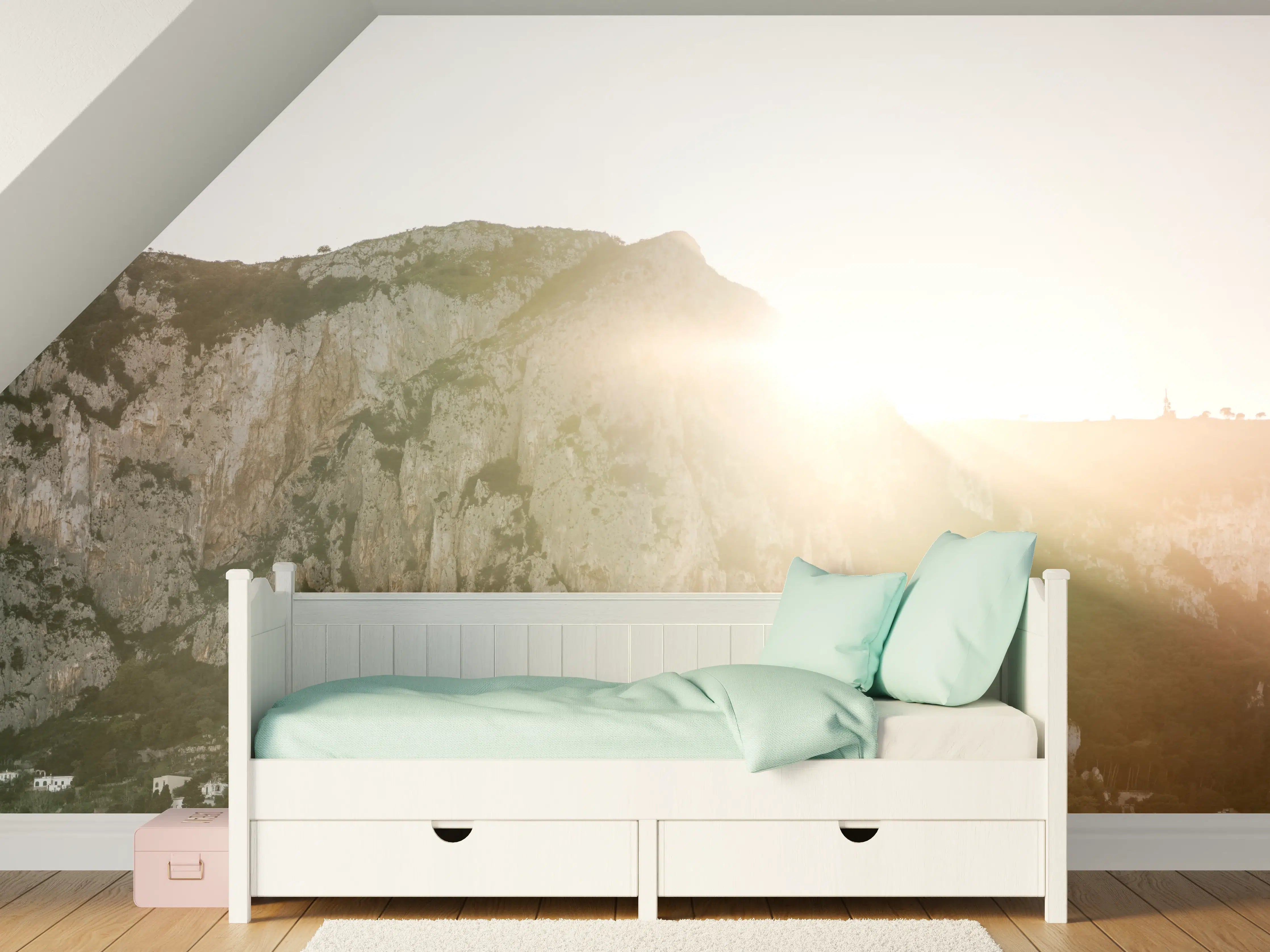 Kinderzimmer Wandgestaltung - Capri Morgendämmerung Weiß