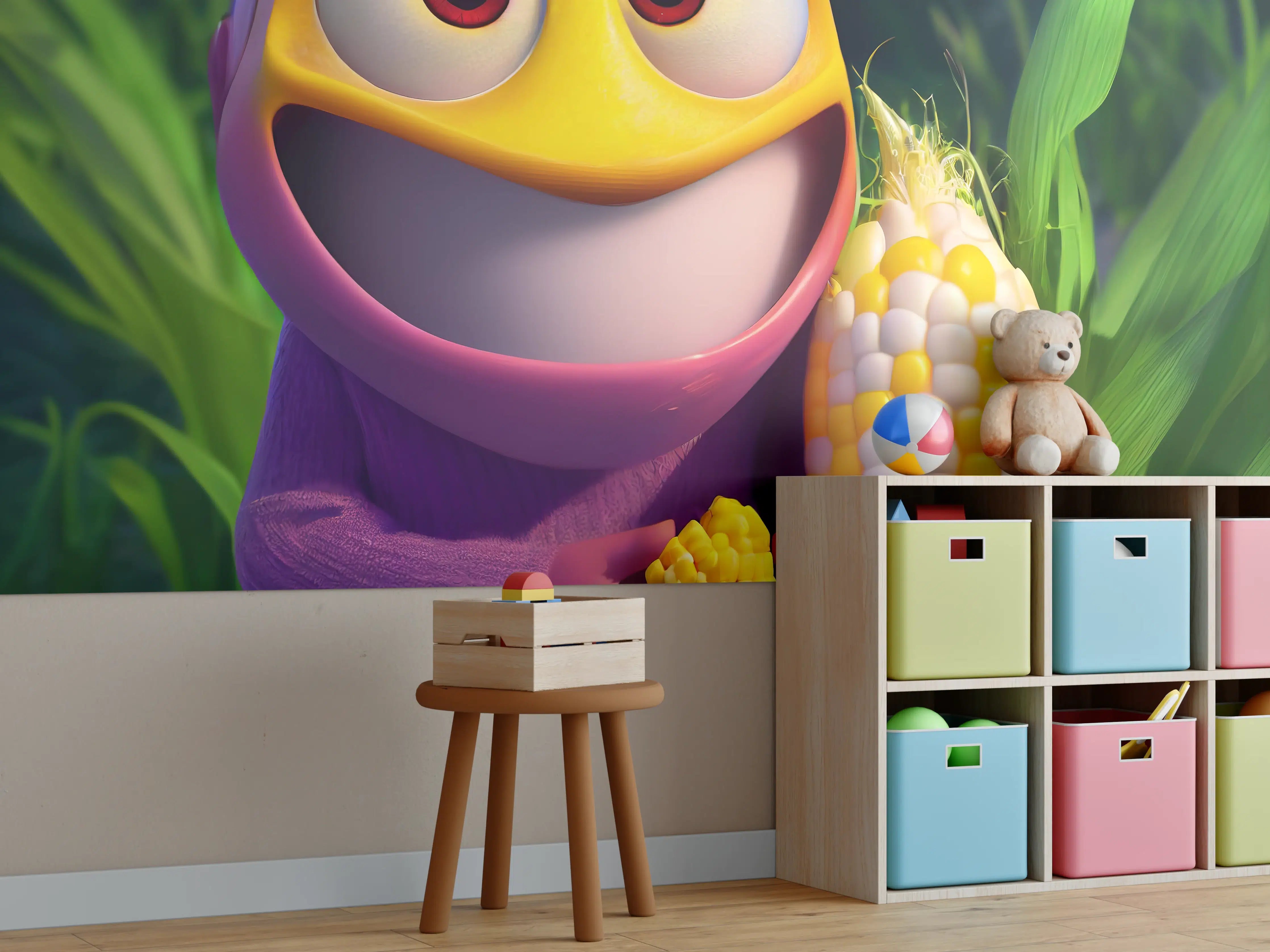 Kinderzimmer Wandgestaltung - Cartoon Character mit Maiskolben