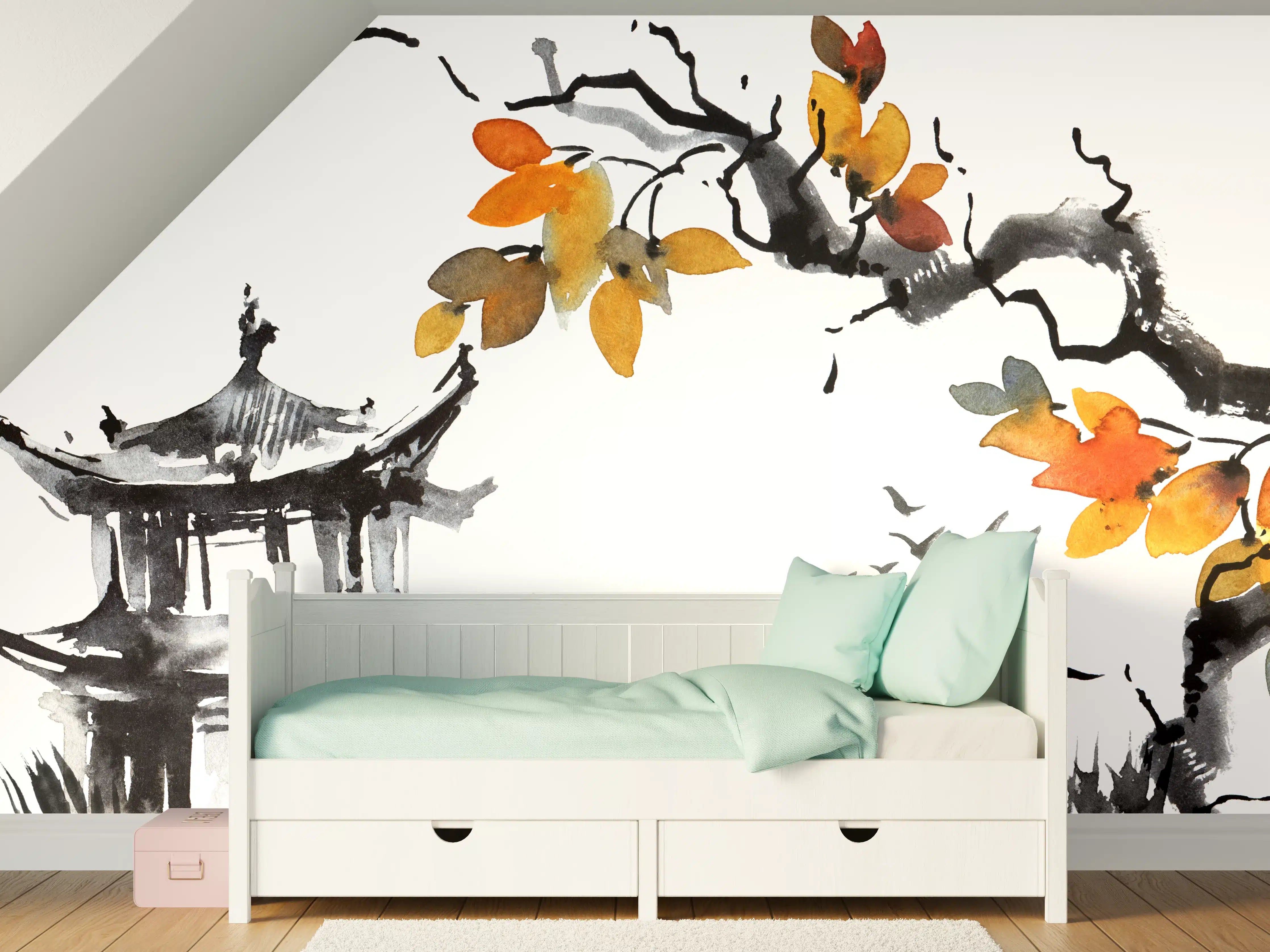 Kinderzimmer Wandgestaltung - Chinesische Landschaft - Aquarell