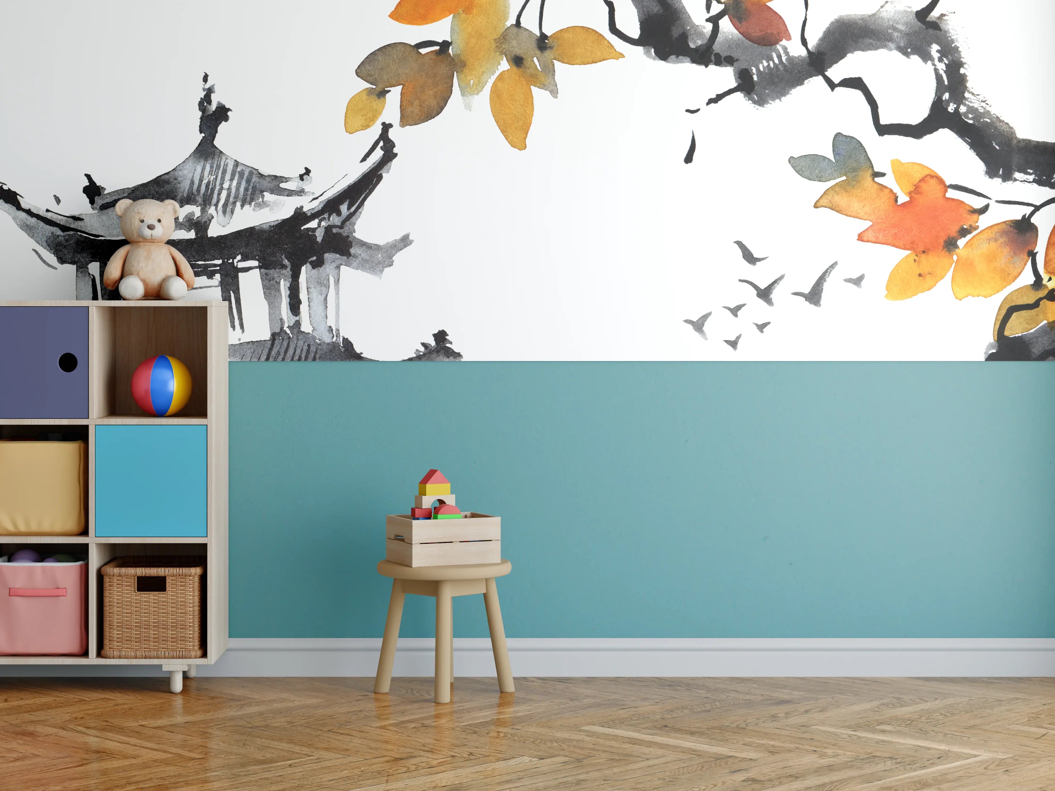 Kinderzimmer Wandgestaltung - Chinesische Landschaft - Aquarell