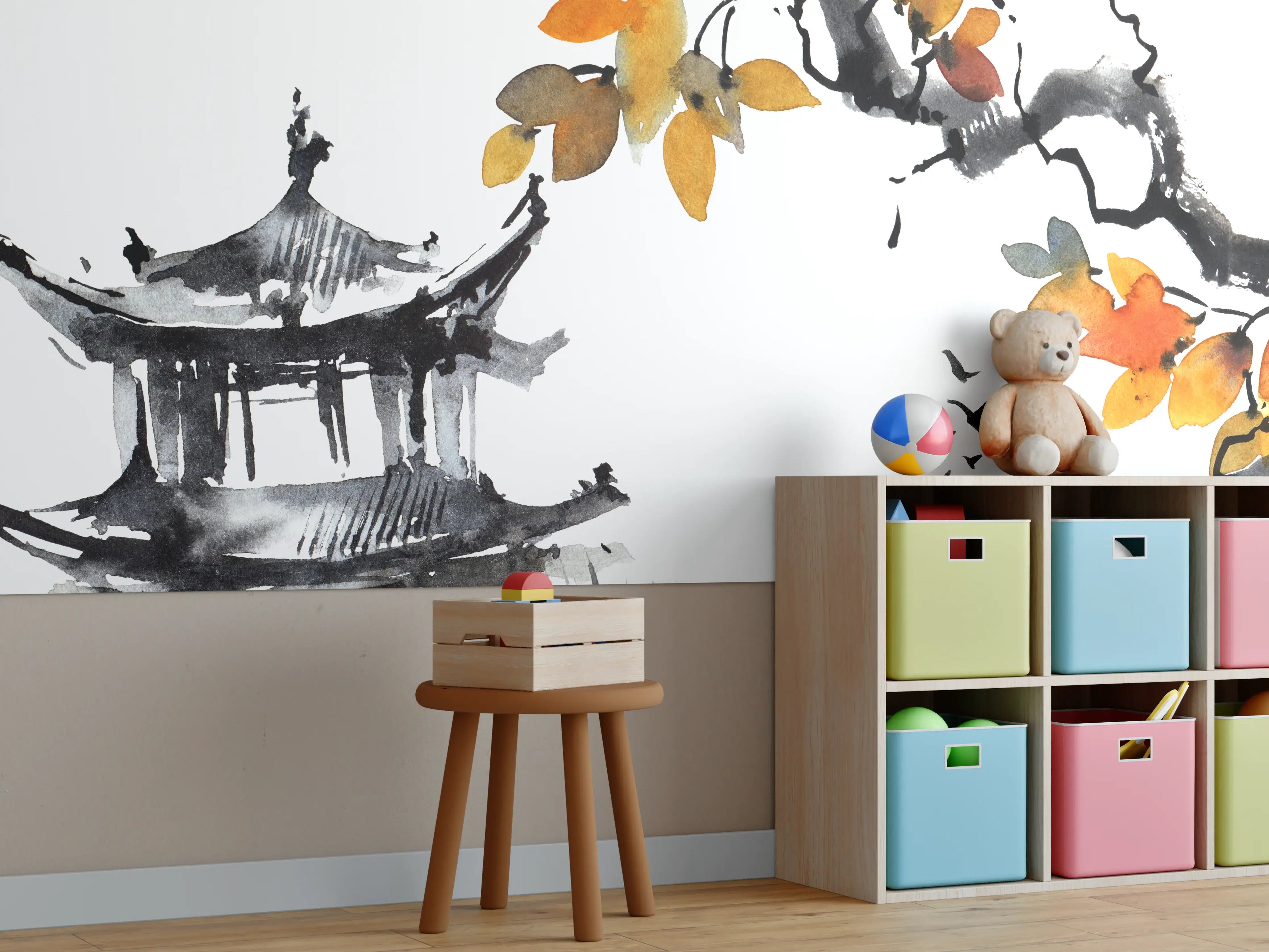 Kinderzimmer Wandgestaltung - Chinesische Landschaft - Aquarell
