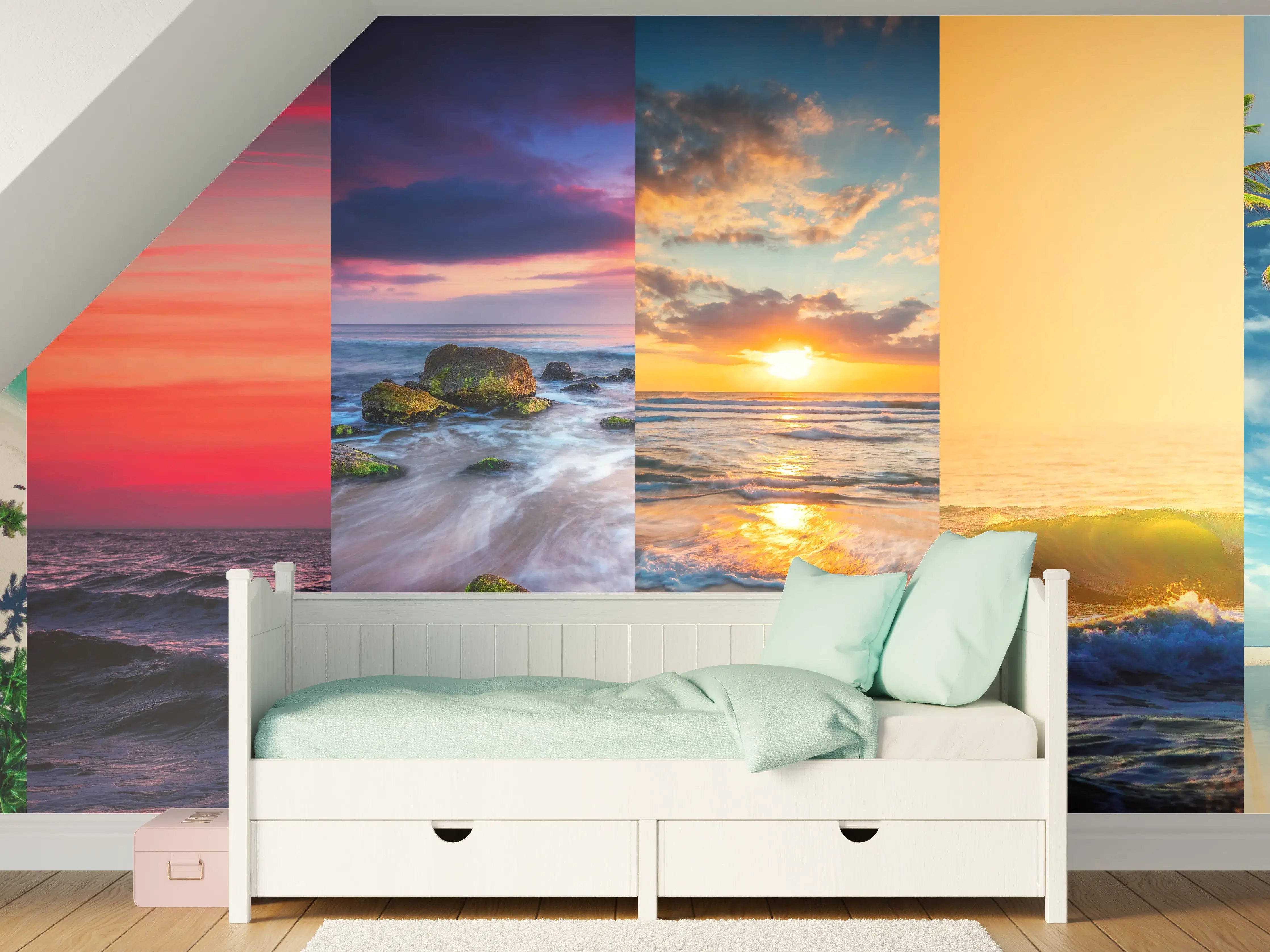 Kinderzimmer Wandgestaltung - Collage von Sommer Meer und Strand Bilder