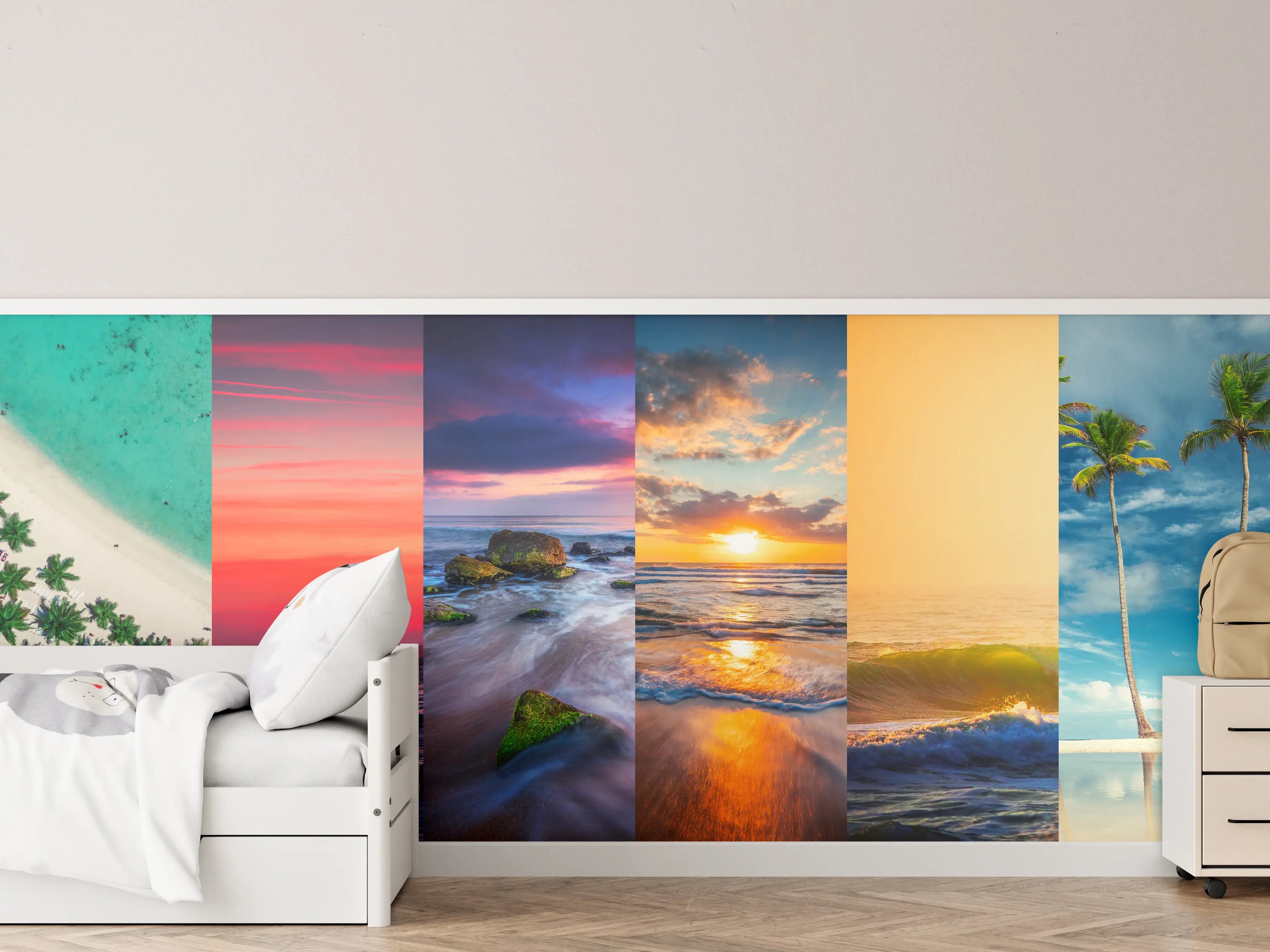 Kinderzimmer Wandgestaltung - Collage von Sommer Meer und Strand Bilder