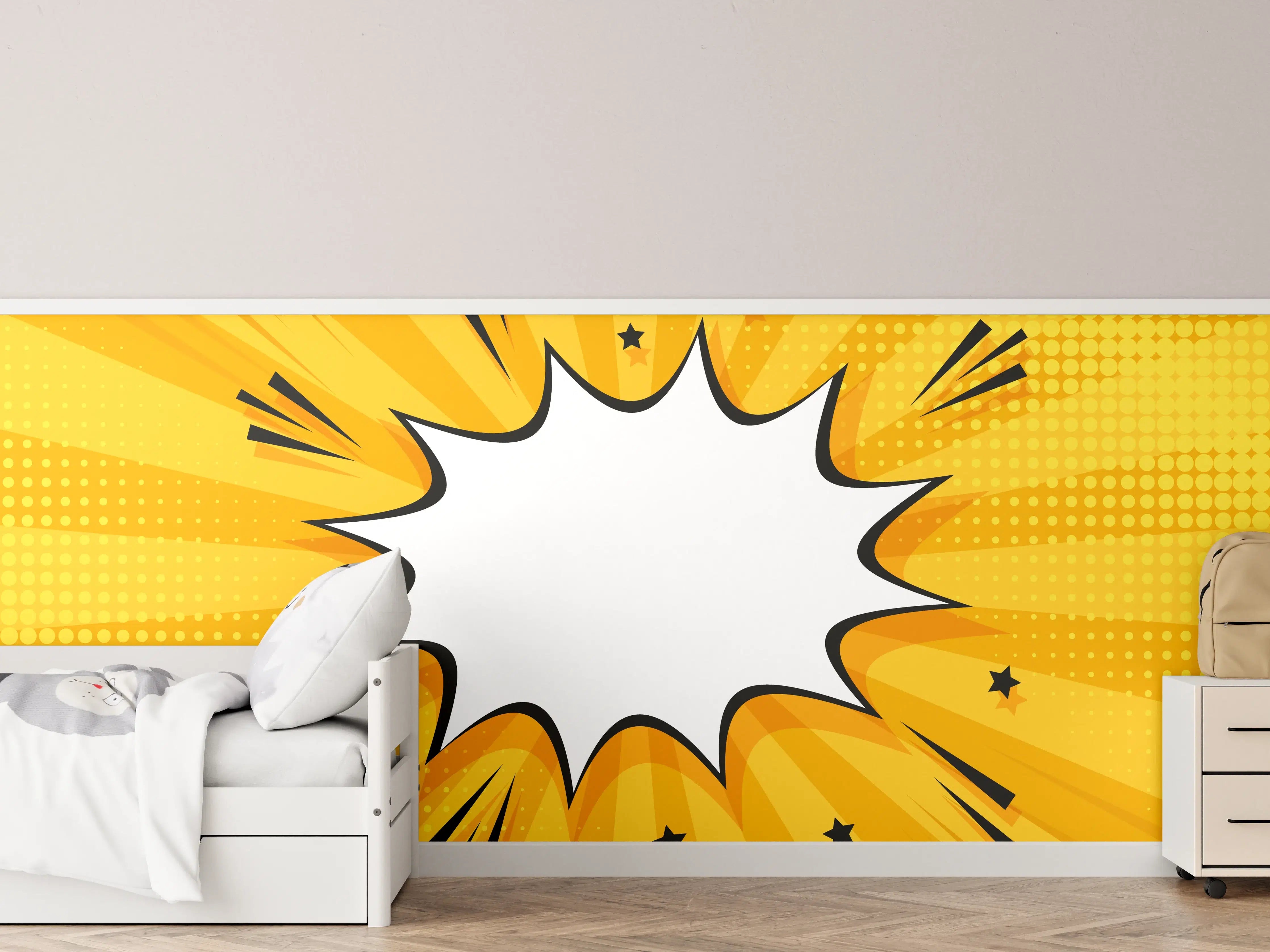 Kinderzimmer Wandgestaltung - Comic-Explosion mit Sprechblase