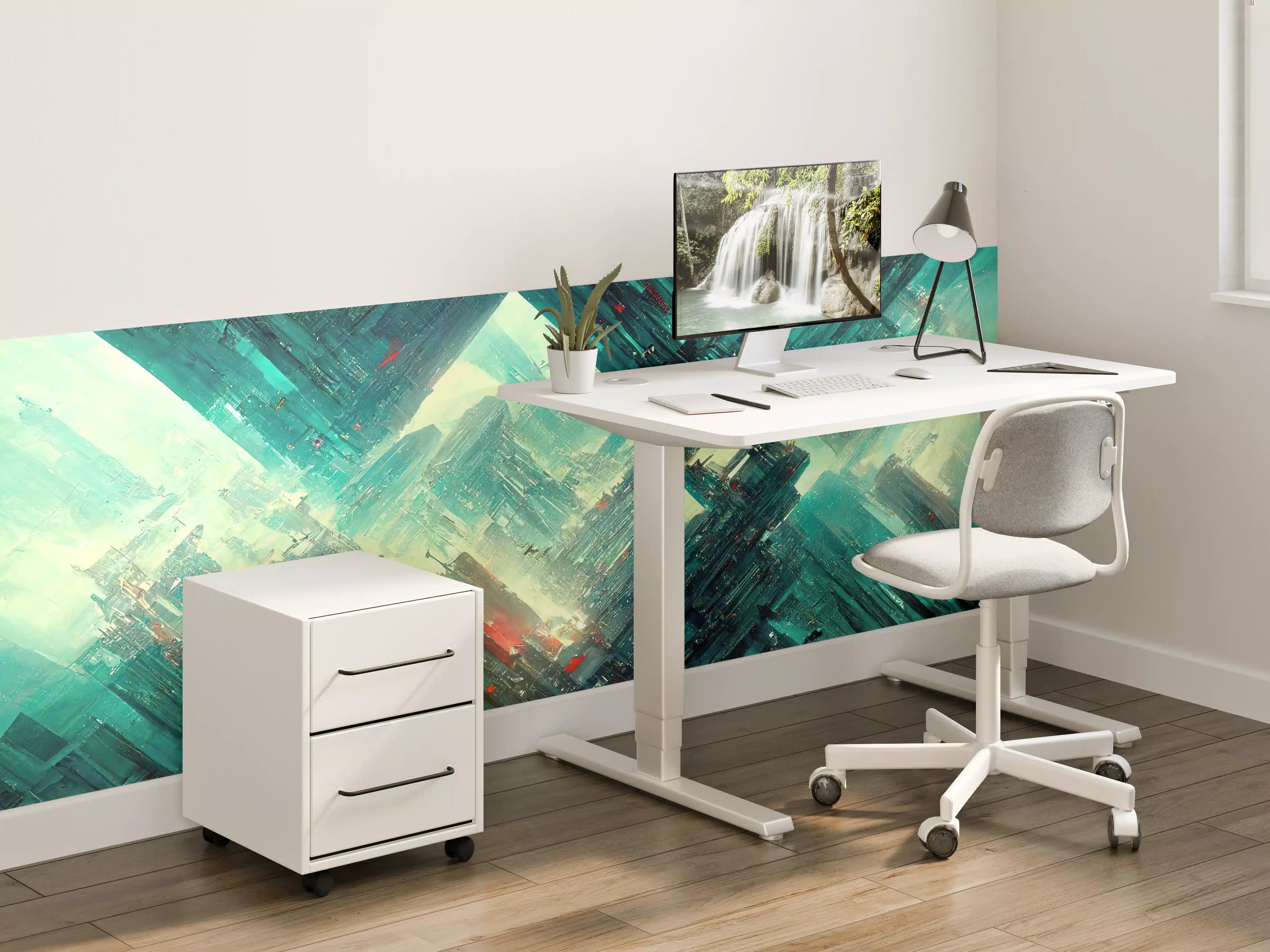 Kinderzimmer Wandgestaltung - Cyberpunk-Stadt Futuristisch