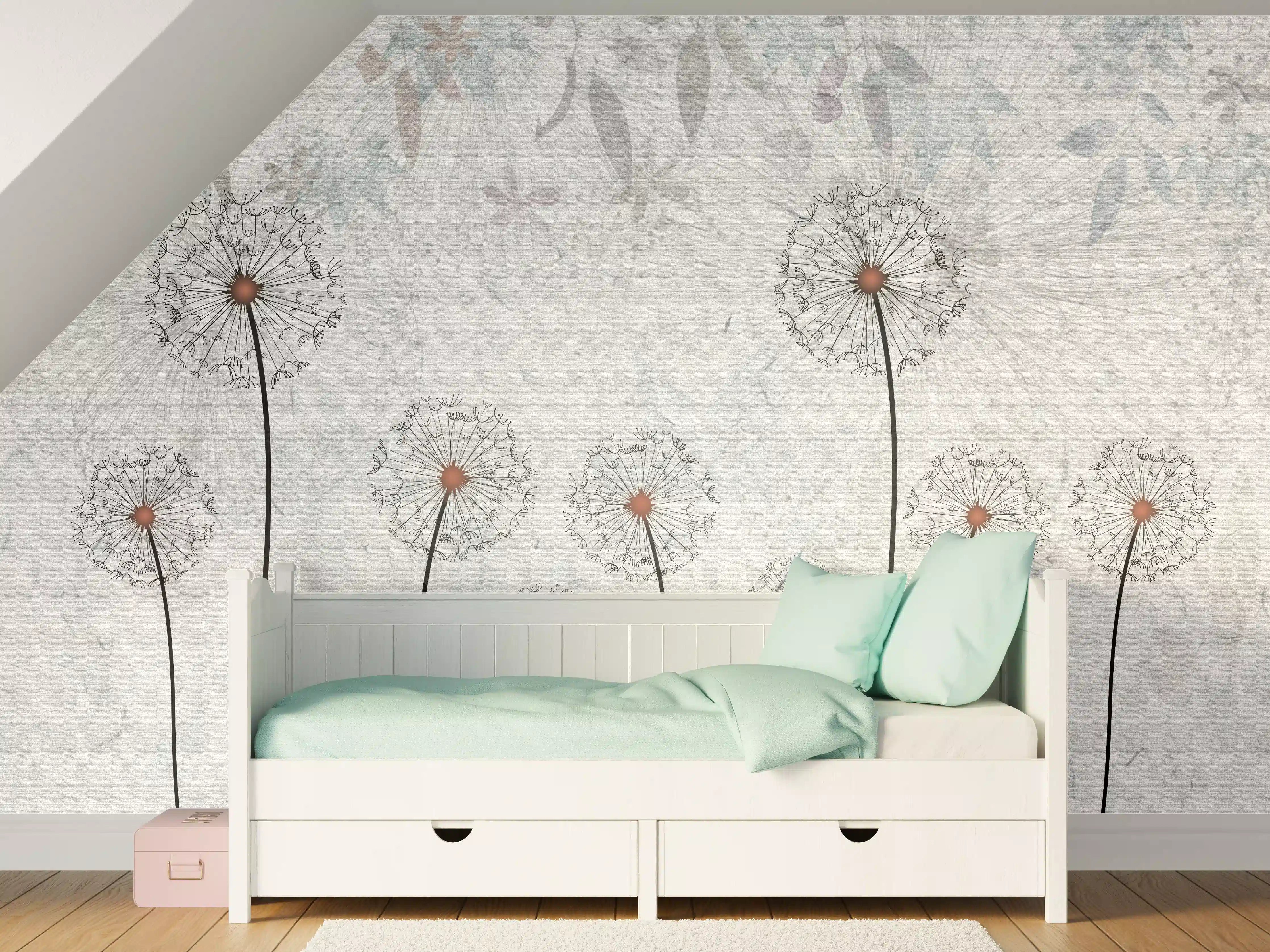 Kinderzimmer Wandgestaltung - Dekoratives Löwenzahn Gemälde