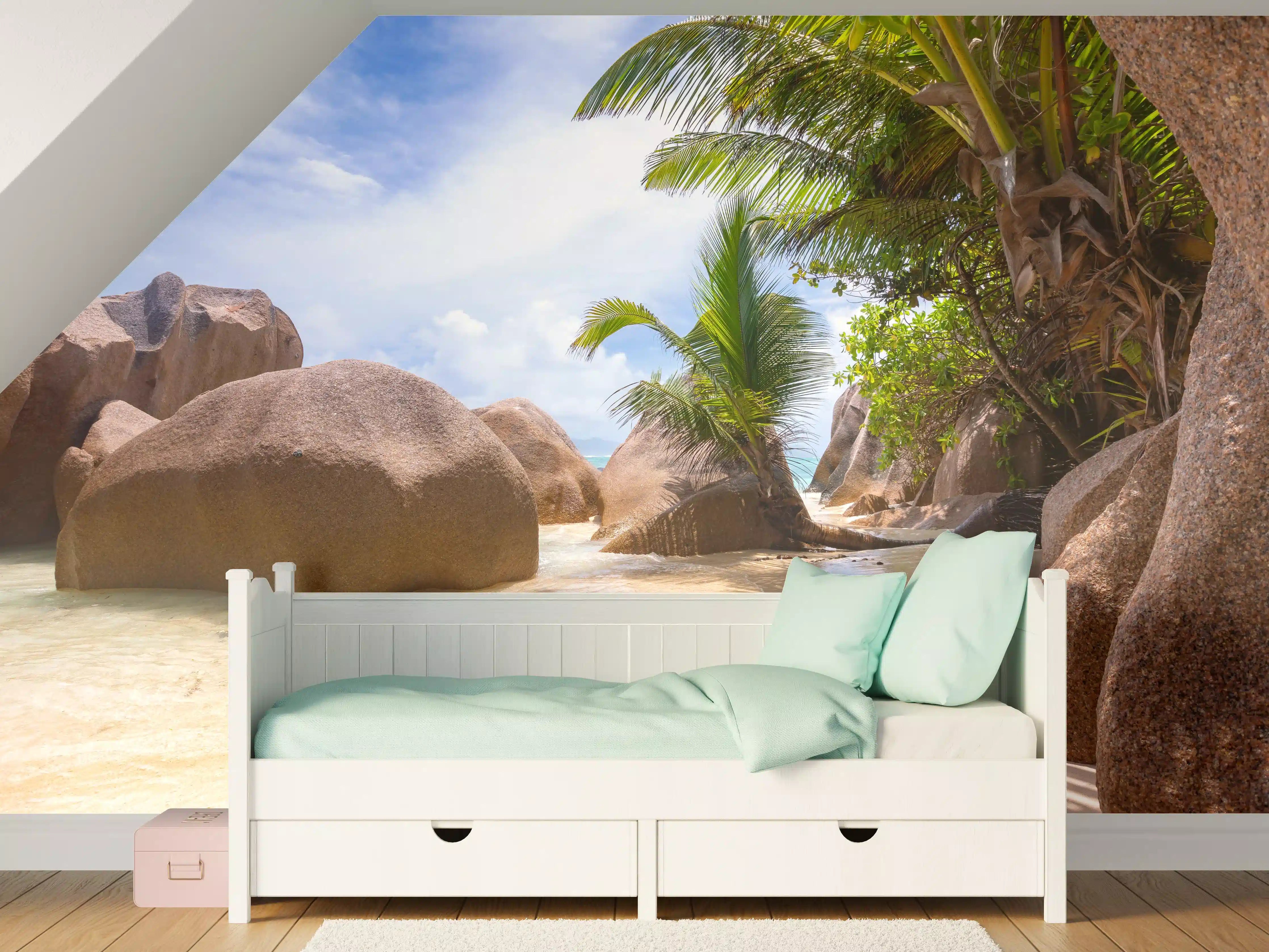 Kinderzimmer Wandgestaltung - Der Traumstrand - Anse Source d Argent