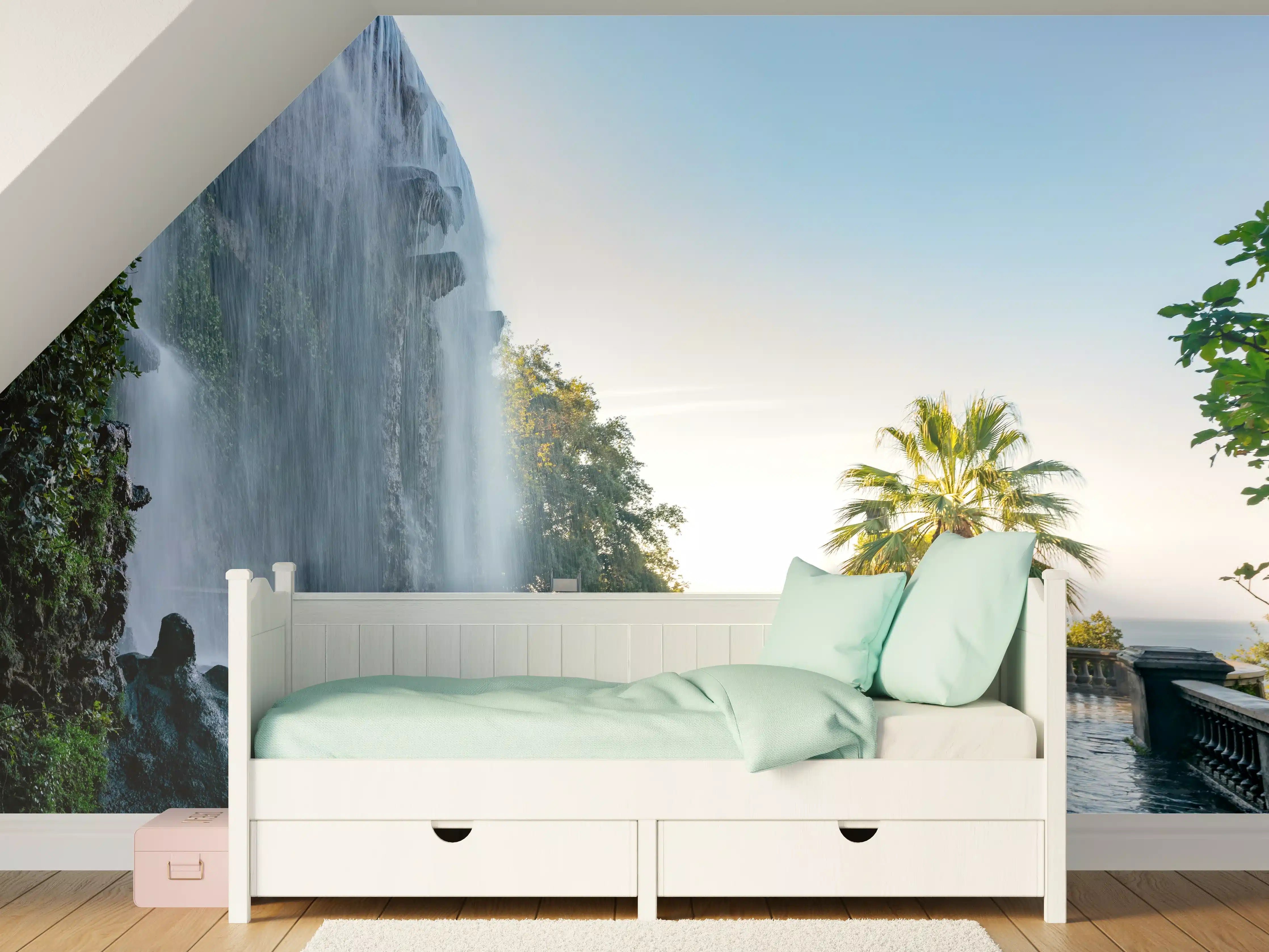 Kinderzimmer Wandgestaltung - Der Wasserfall Cascade Du Casteu in Castel Hill