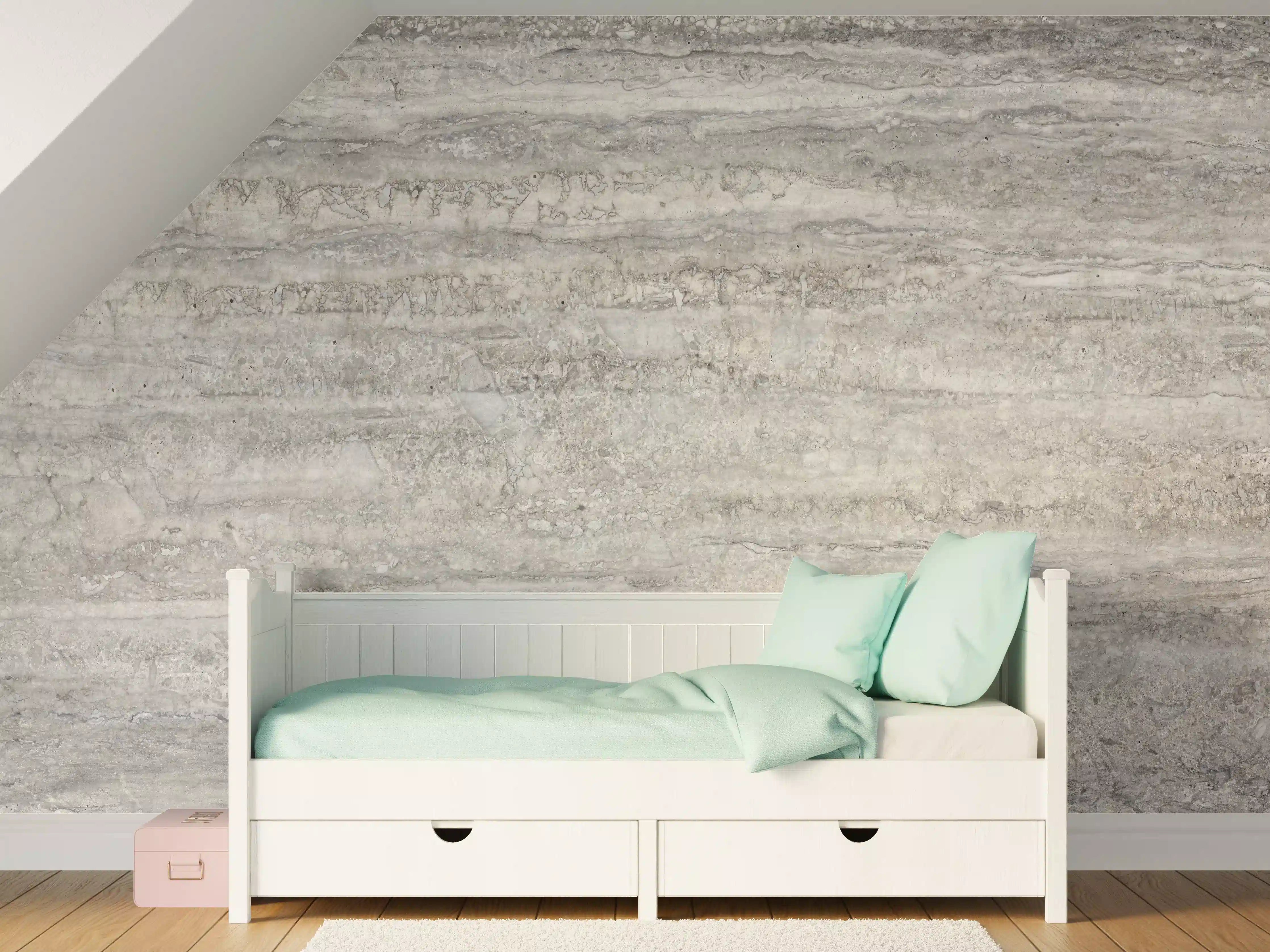 Kinderzimmer Wandgestaltung - Dezenter Travertin Marmor