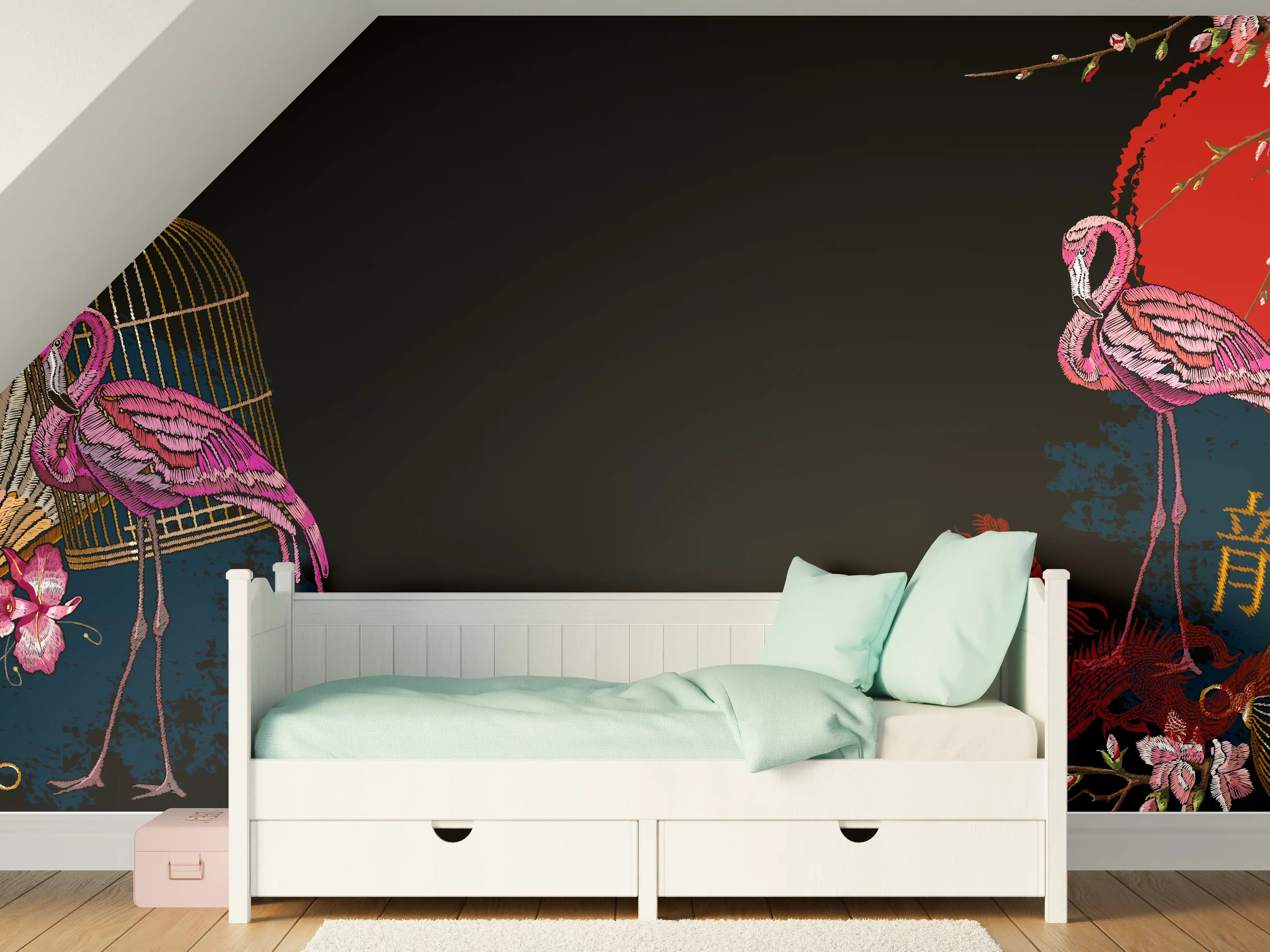 Kinderzimmer Wandgestaltung - Drachen & Flamigos - Stickmuster