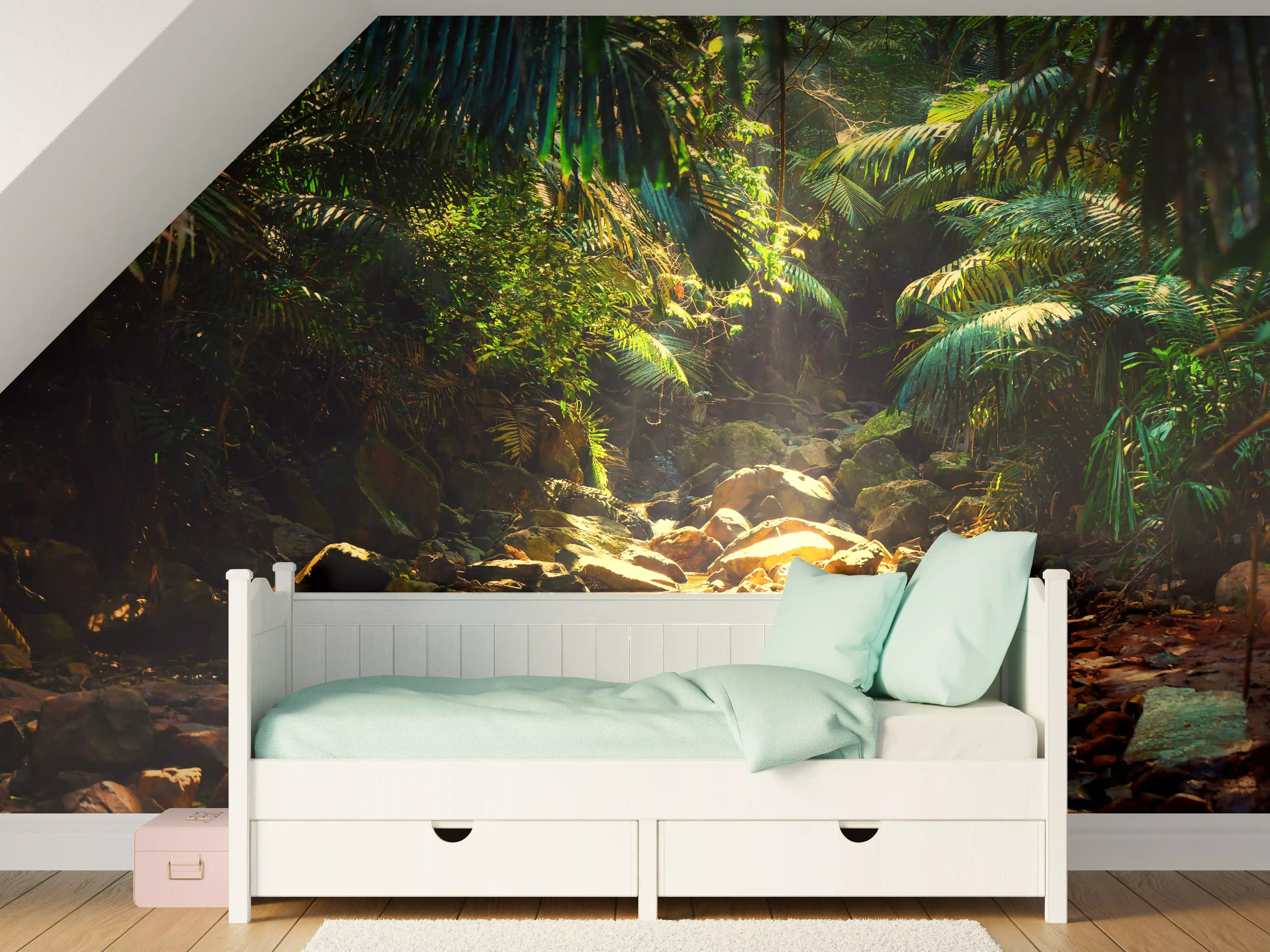 Kinderzimmer Wandgestaltung - Dschungel mit Wasserlauf