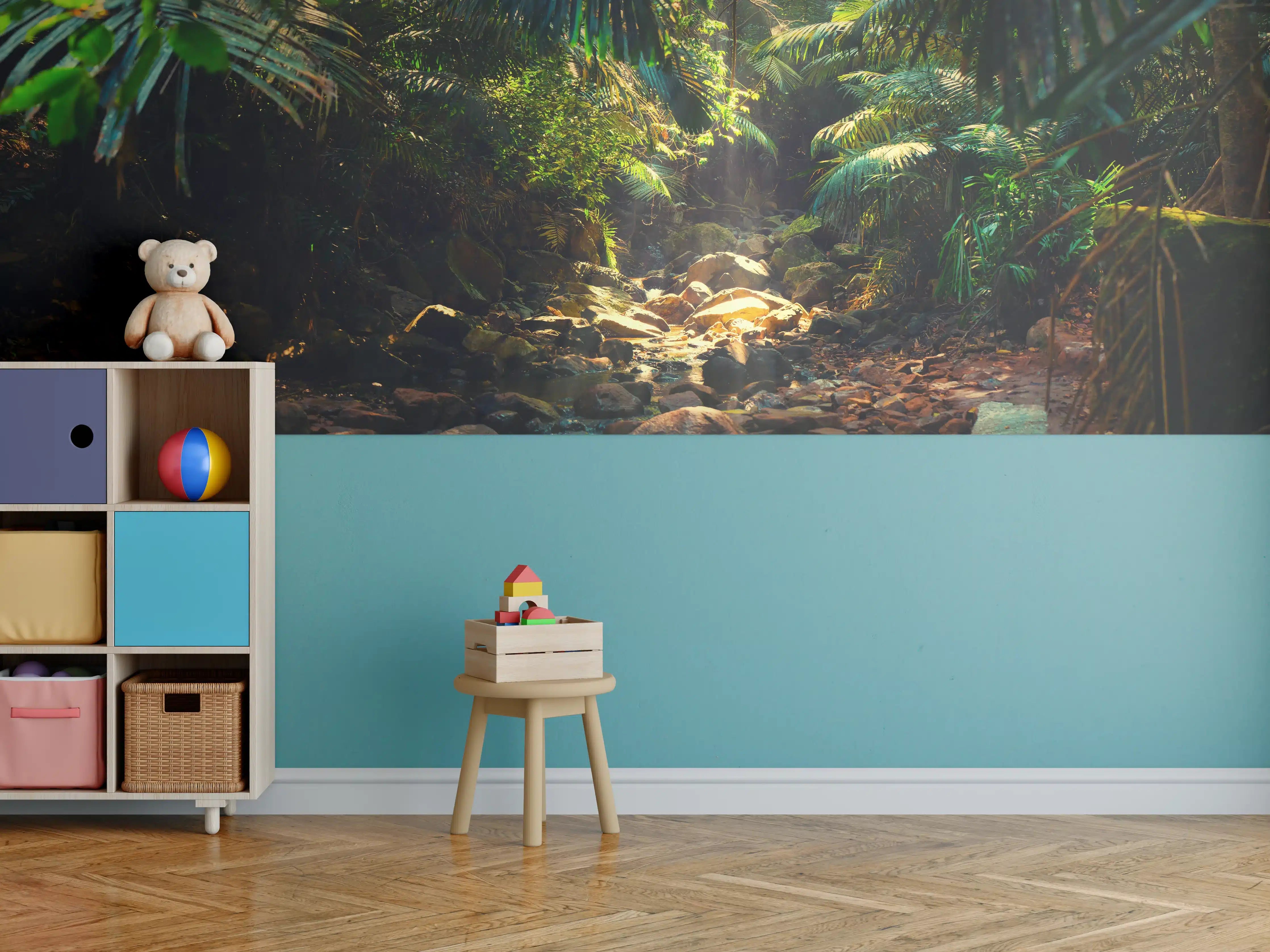 Kinderzimmer Wandgestaltung - Dschungel mit Wasserlauf