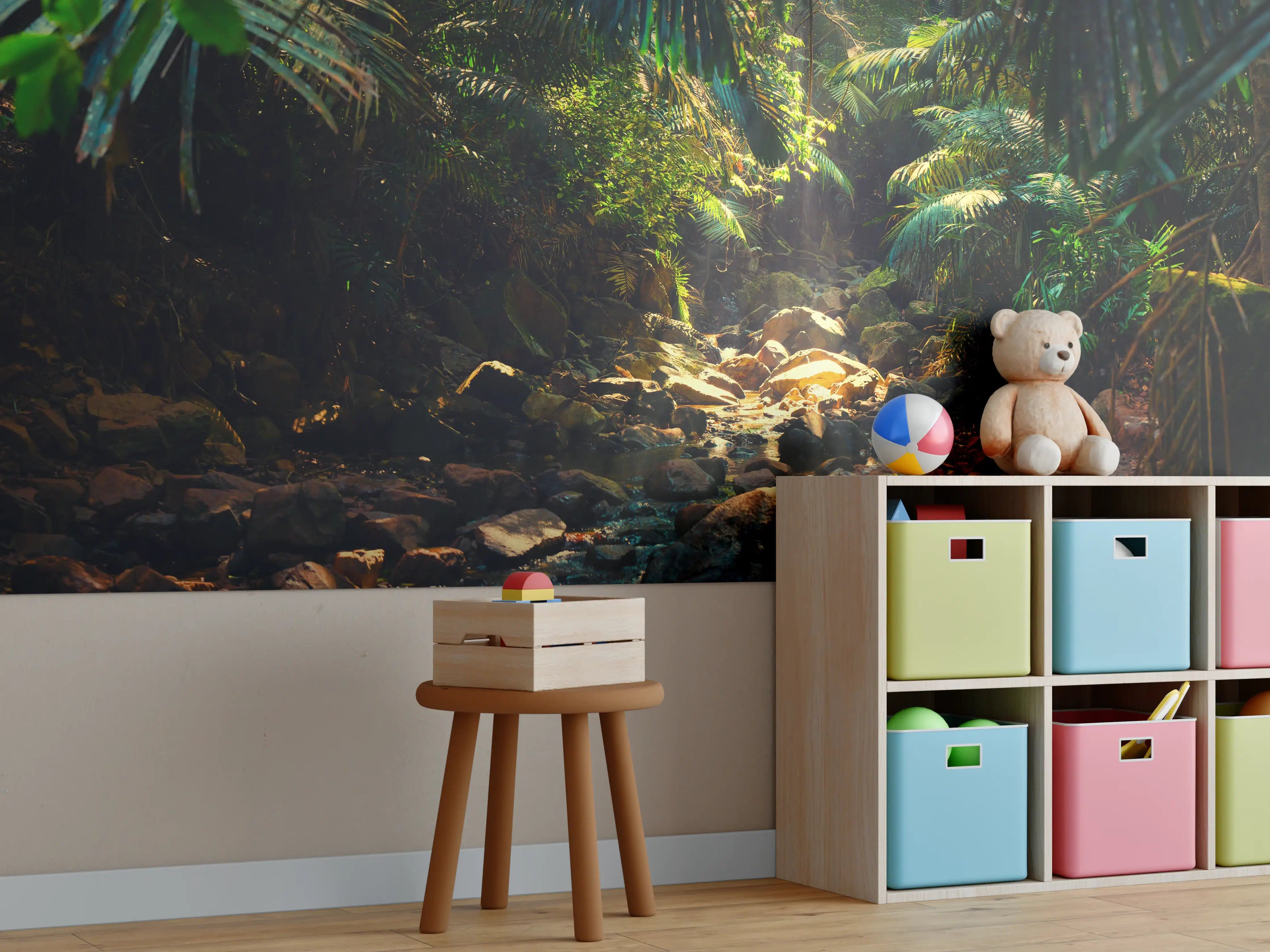 Kinderzimmer Wandgestaltung - Dschungel mit Wasserlauf