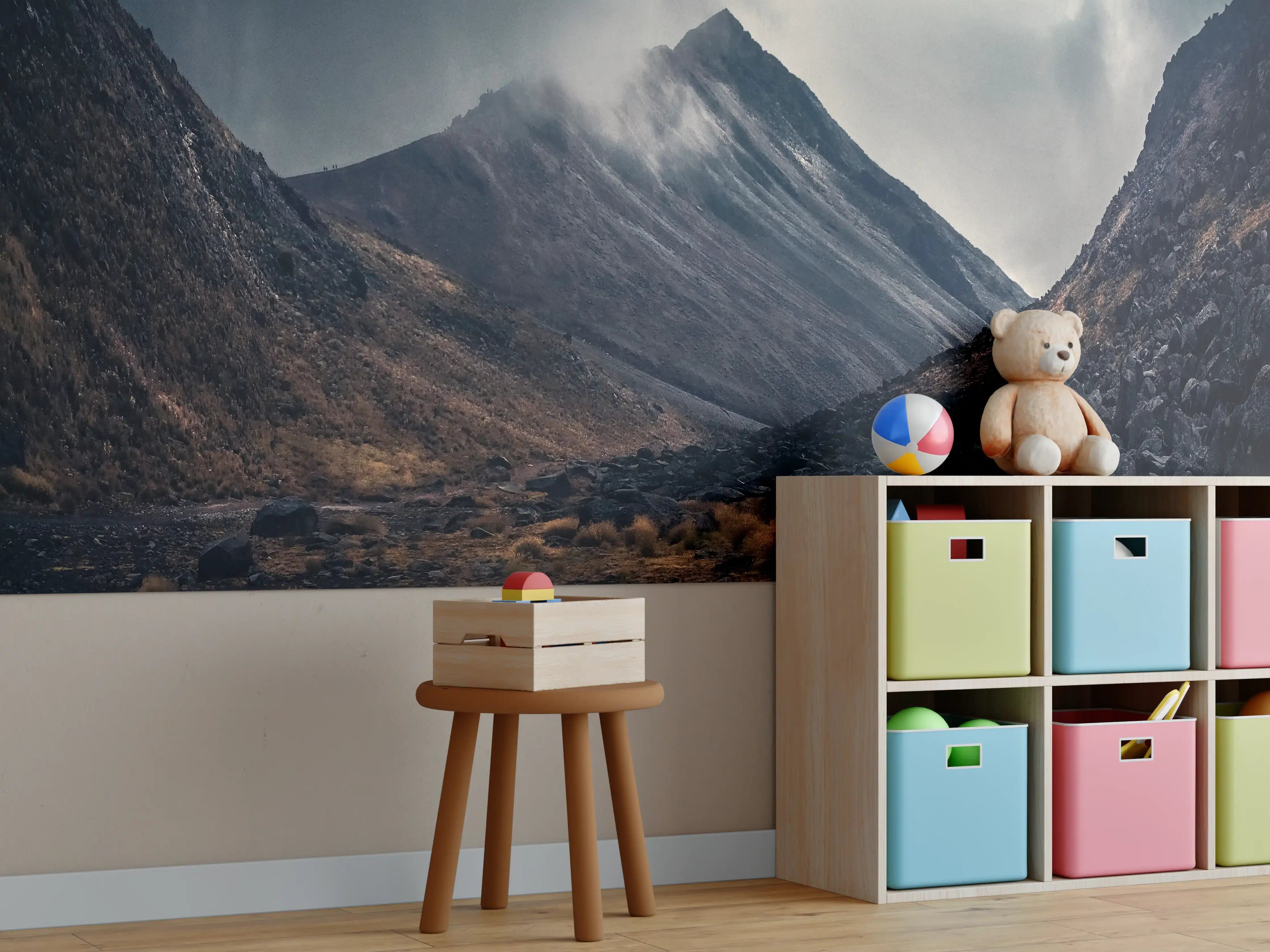 Kinderzimmer Wandgestaltung - Düstere Berglandschaft Naturdrama