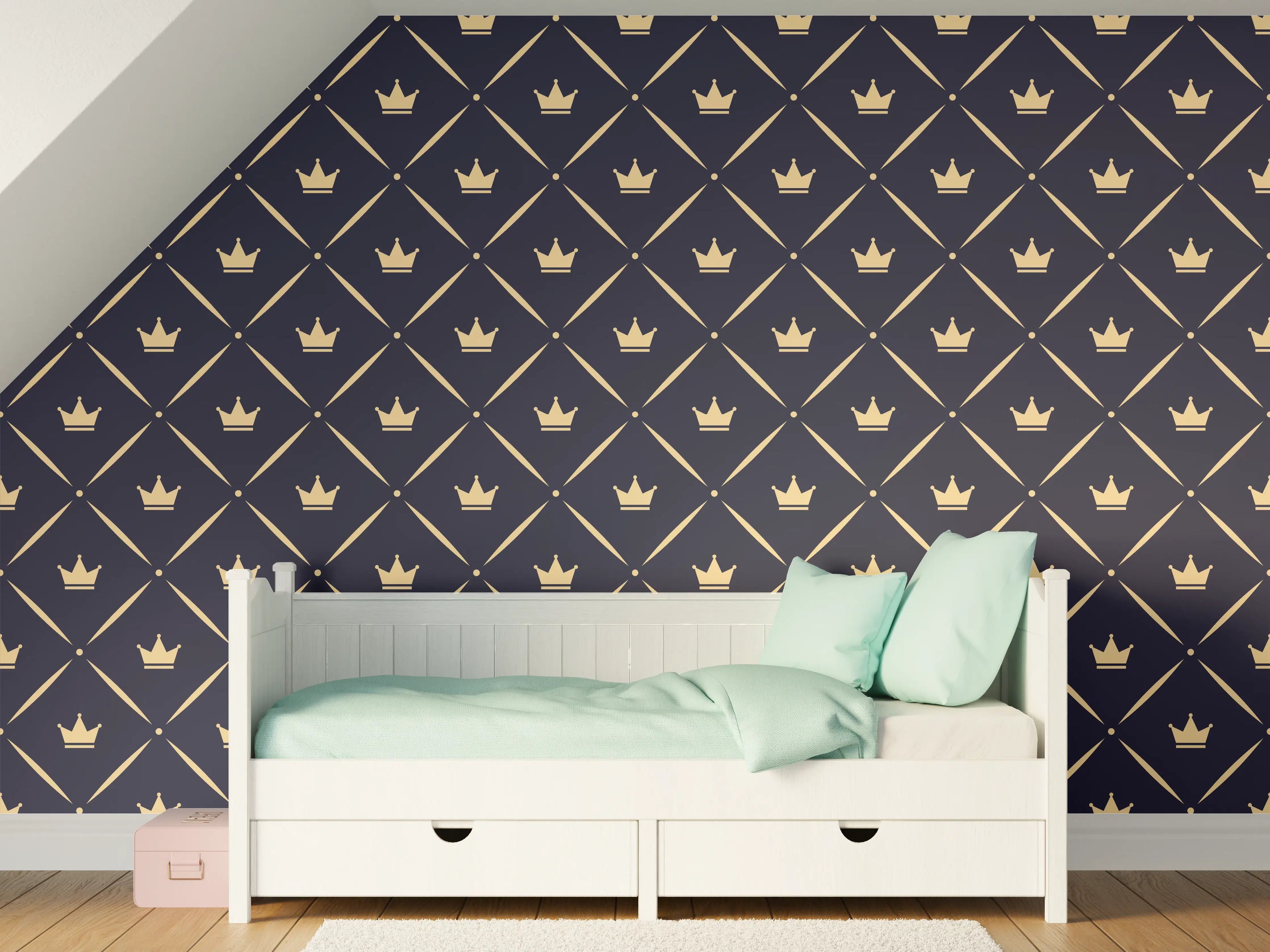 Kinderzimmer Wandgestaltung - Dunkelblau Geometrisches Muster