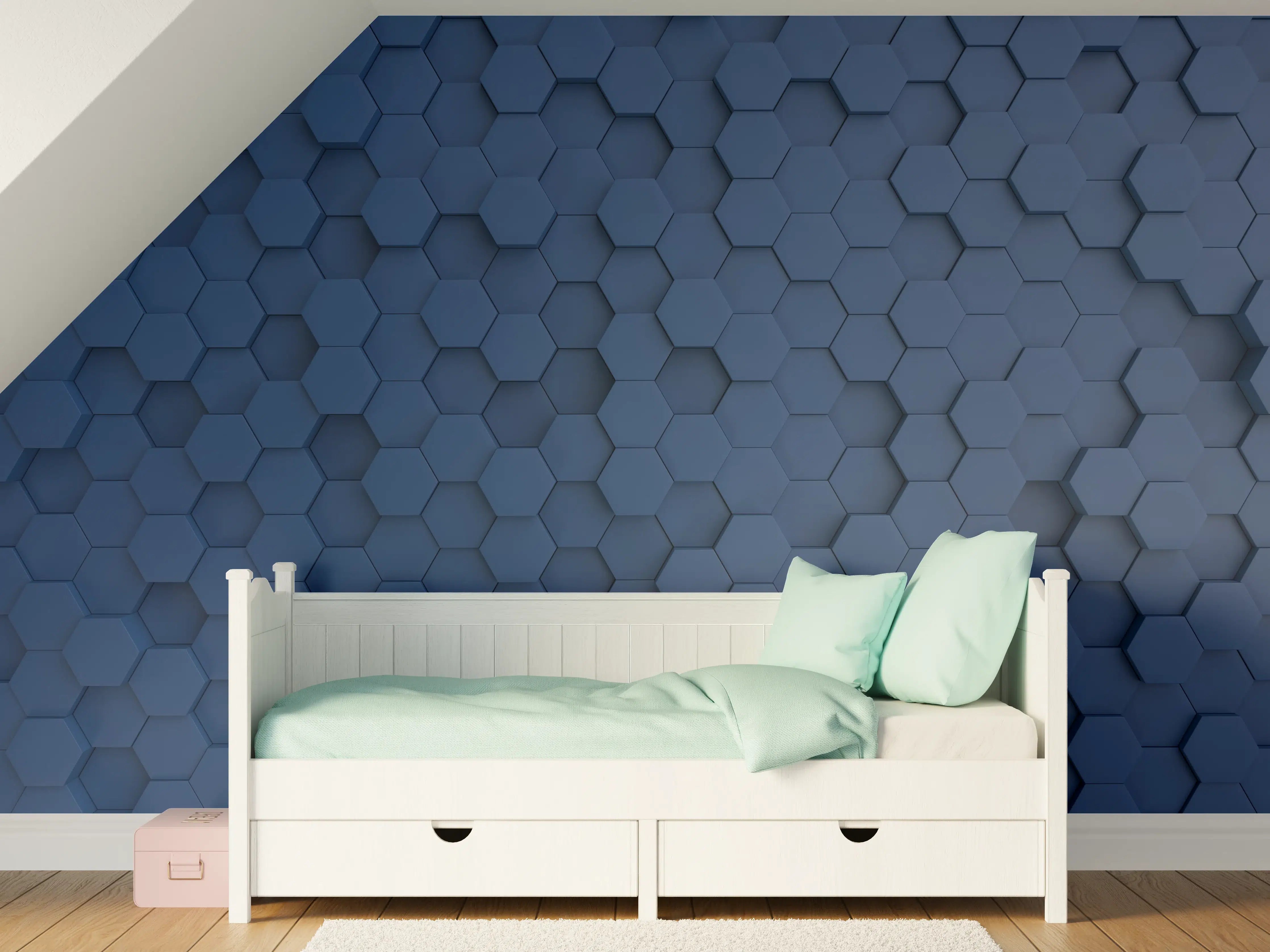 Kinderzimmer Wandgestaltung - Dunkelblaue Hexagon Hintergrundstruktur