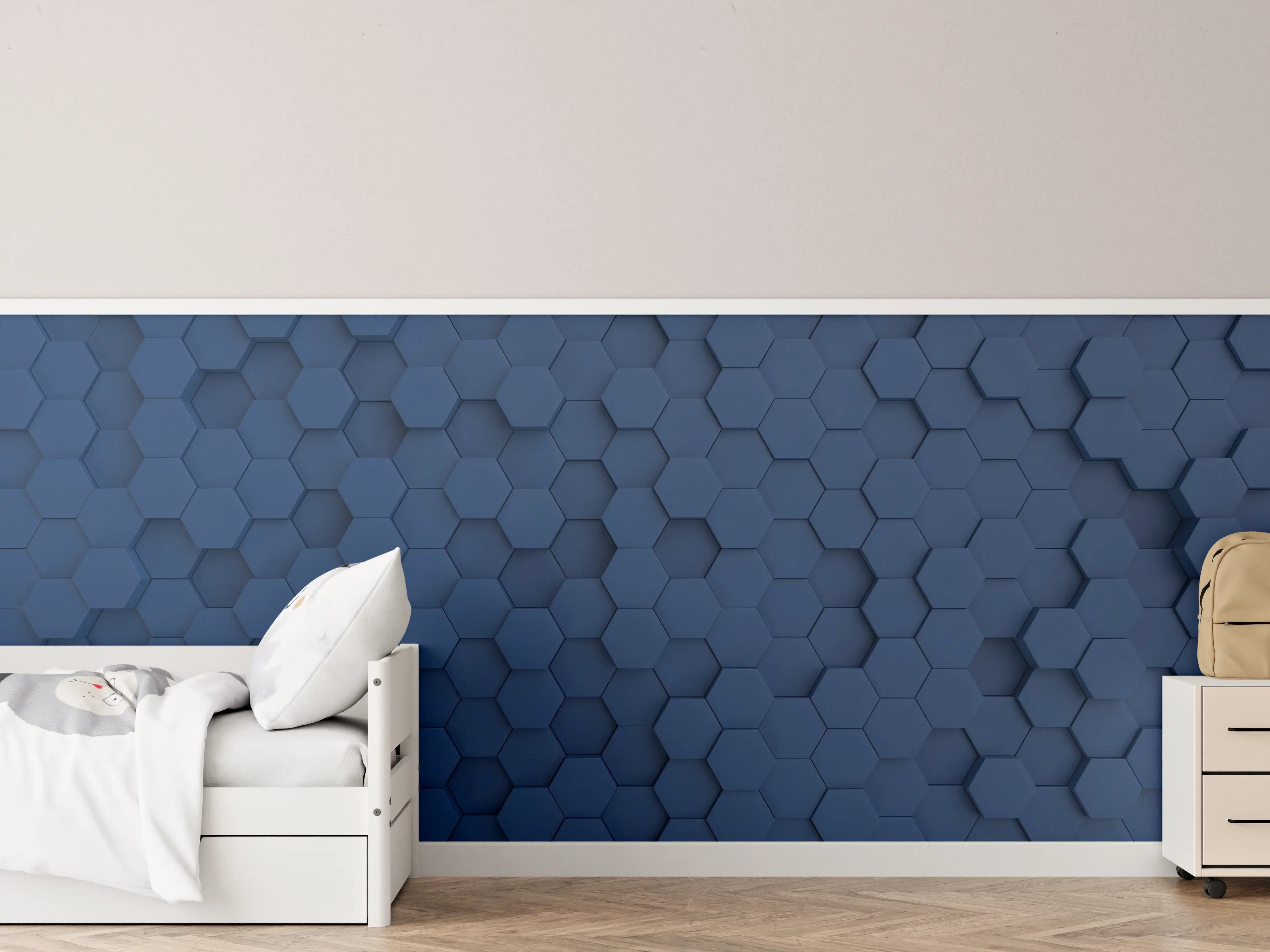 Kinderzimmer Wandgestaltung - Dunkelblaue Hexagon Hintergrundstruktur
