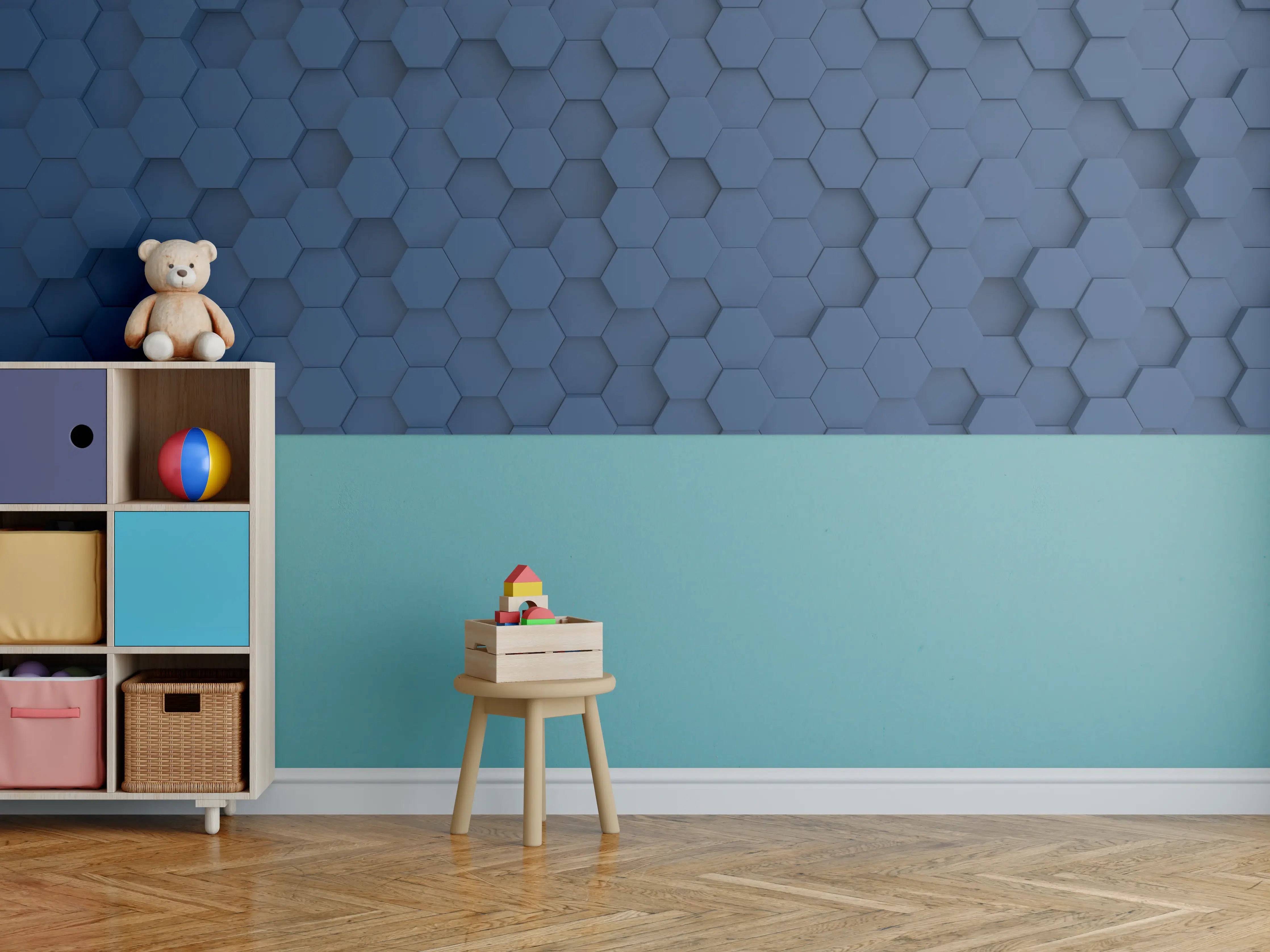 Kinderzimmer Wandgestaltung - Dunkelblaue Hexagon Hintergrundstruktur