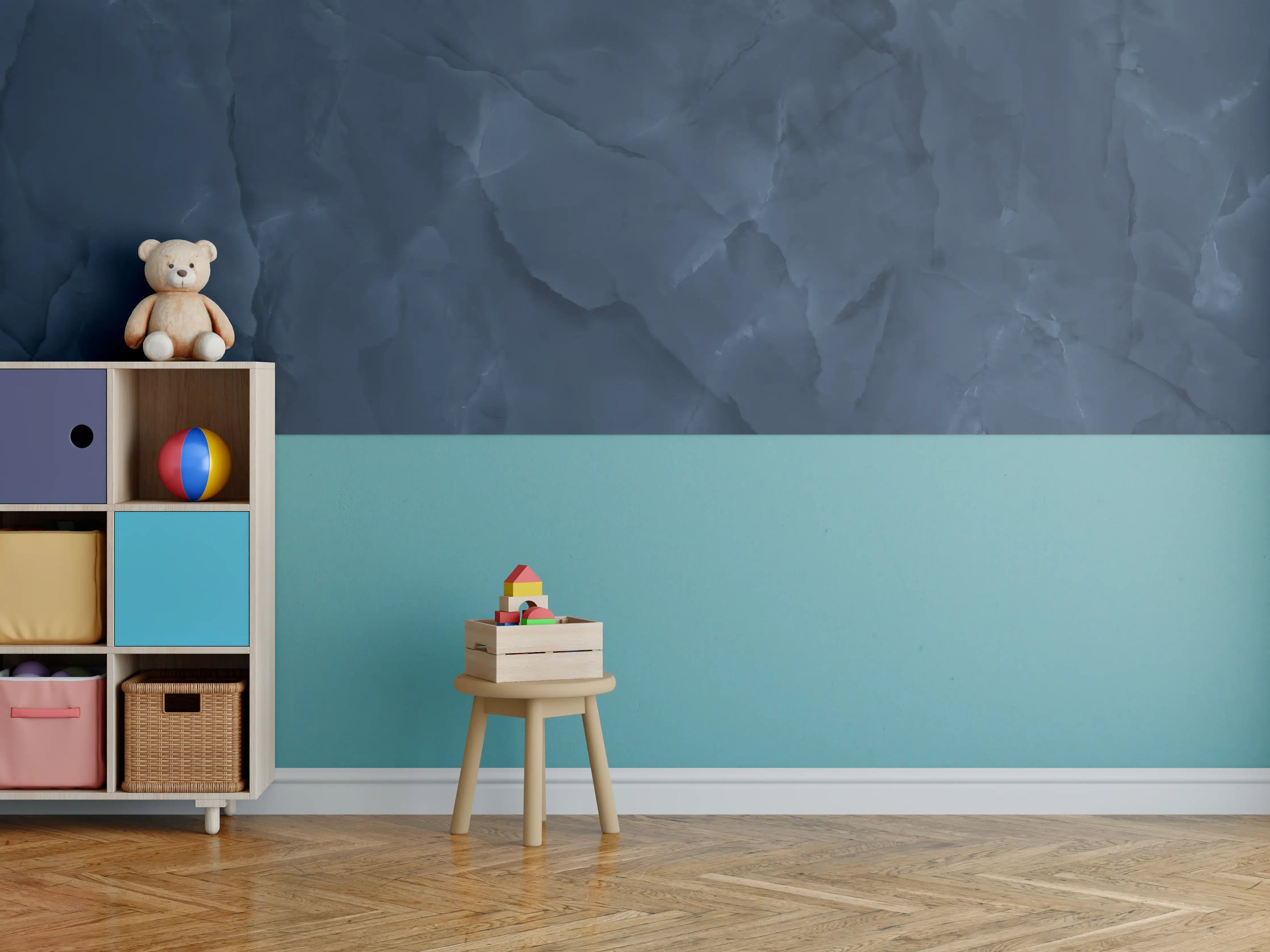 Kinderzimmer Wandgestaltung - Dunkelblauer Onyx-Marmor