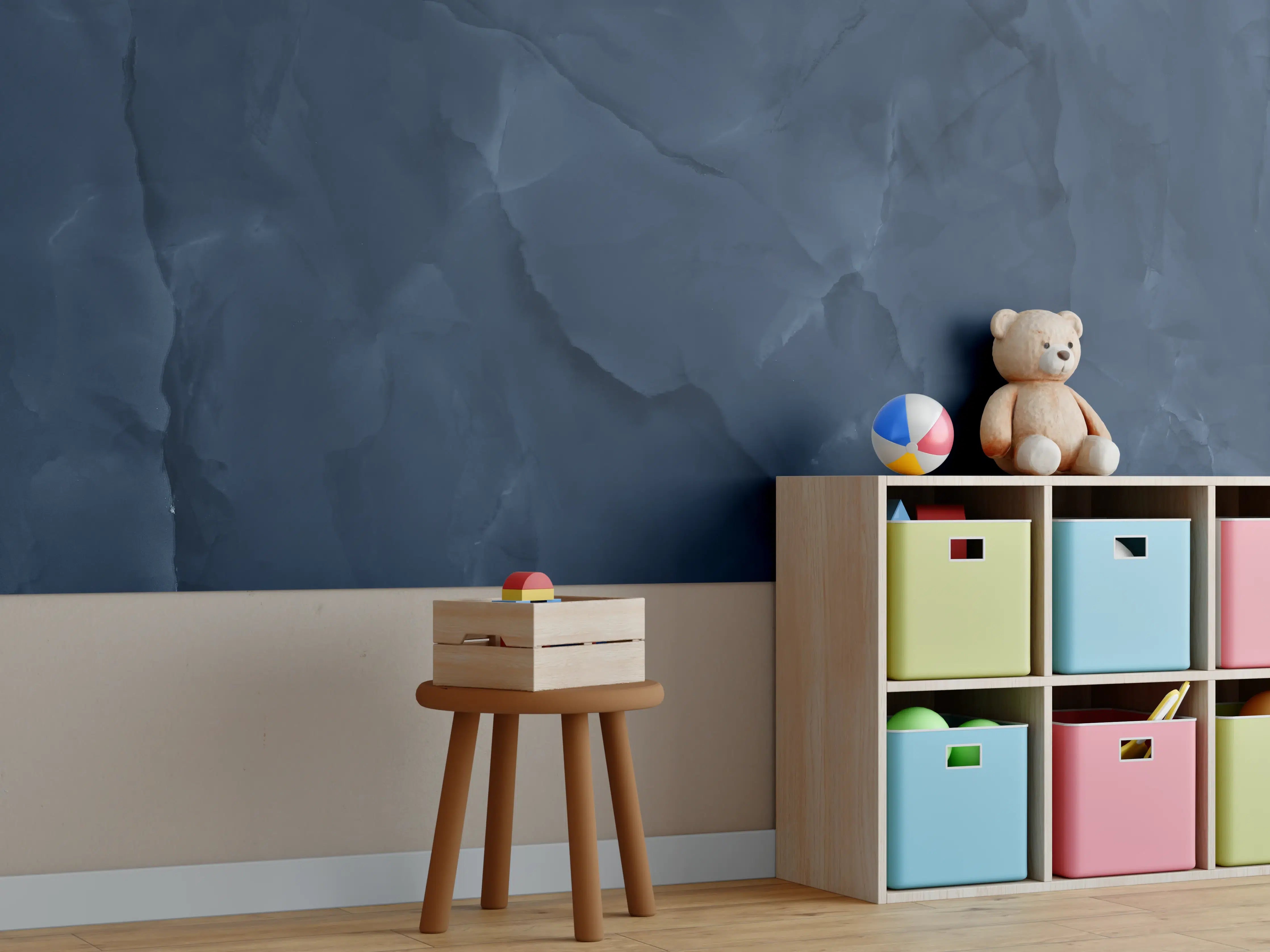 Kinderzimmer Wandgestaltung - Dunkelblauer Onyx-Marmor