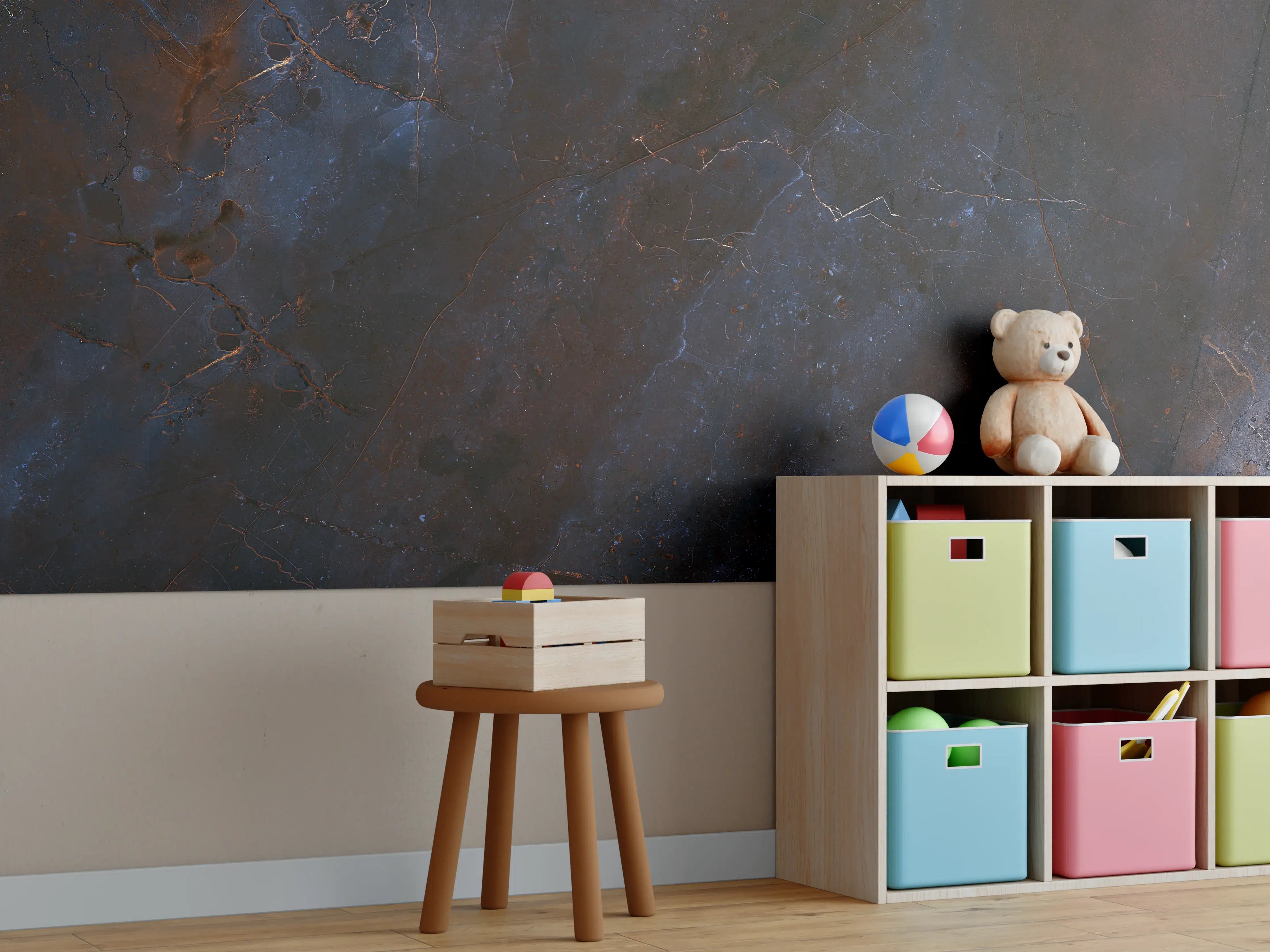Kinderzimmer Wandgestaltung - Dunkelblauer schwarzer Schiefermarmor