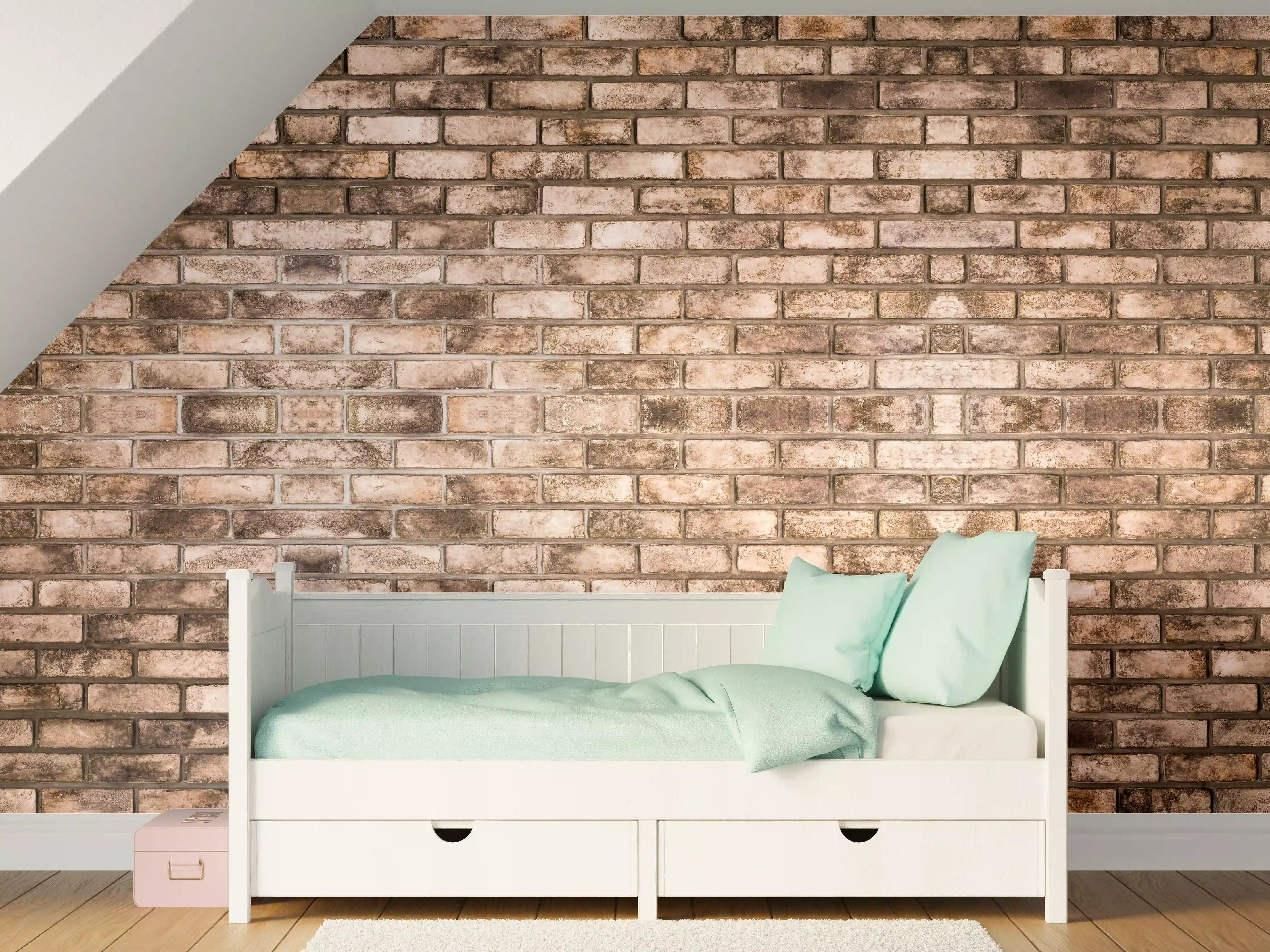 Kinderzimmer Wandgestaltung - Dunkelbraune Steinmauer